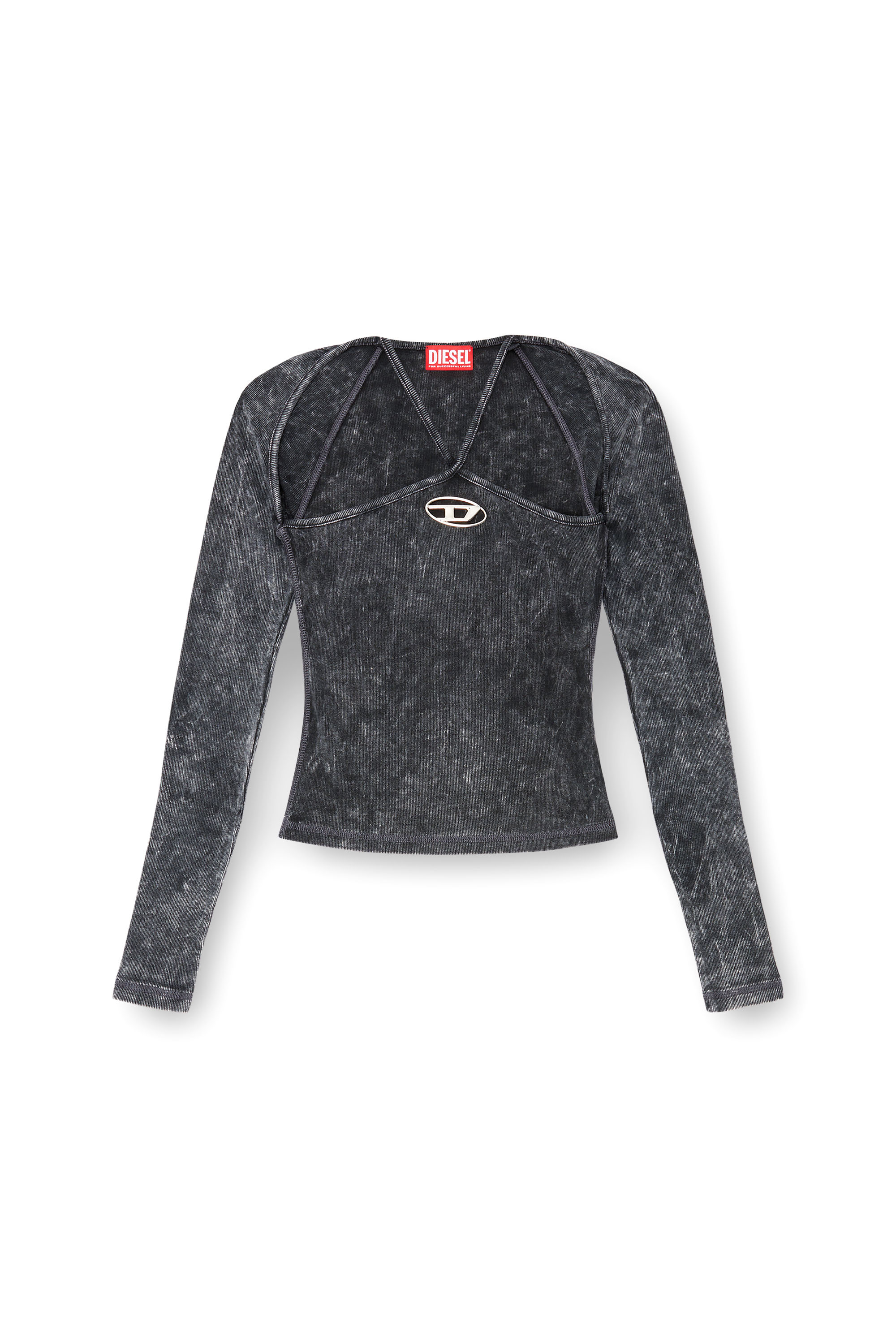Women's Ribbed long-sleeve top with cross-over straps