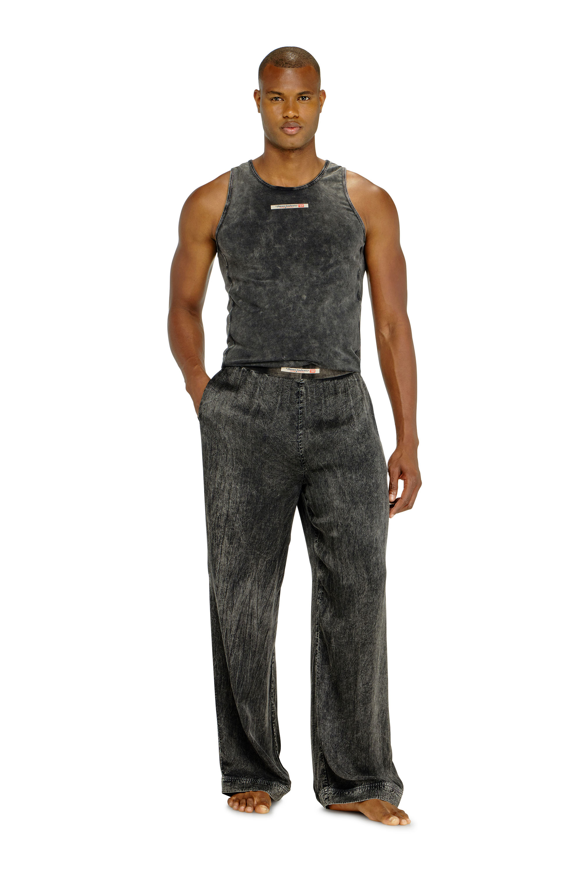 Diesel - ZAYNE-DNM, Male's Viscose pants with a fluid fit in Dark Grey - 3