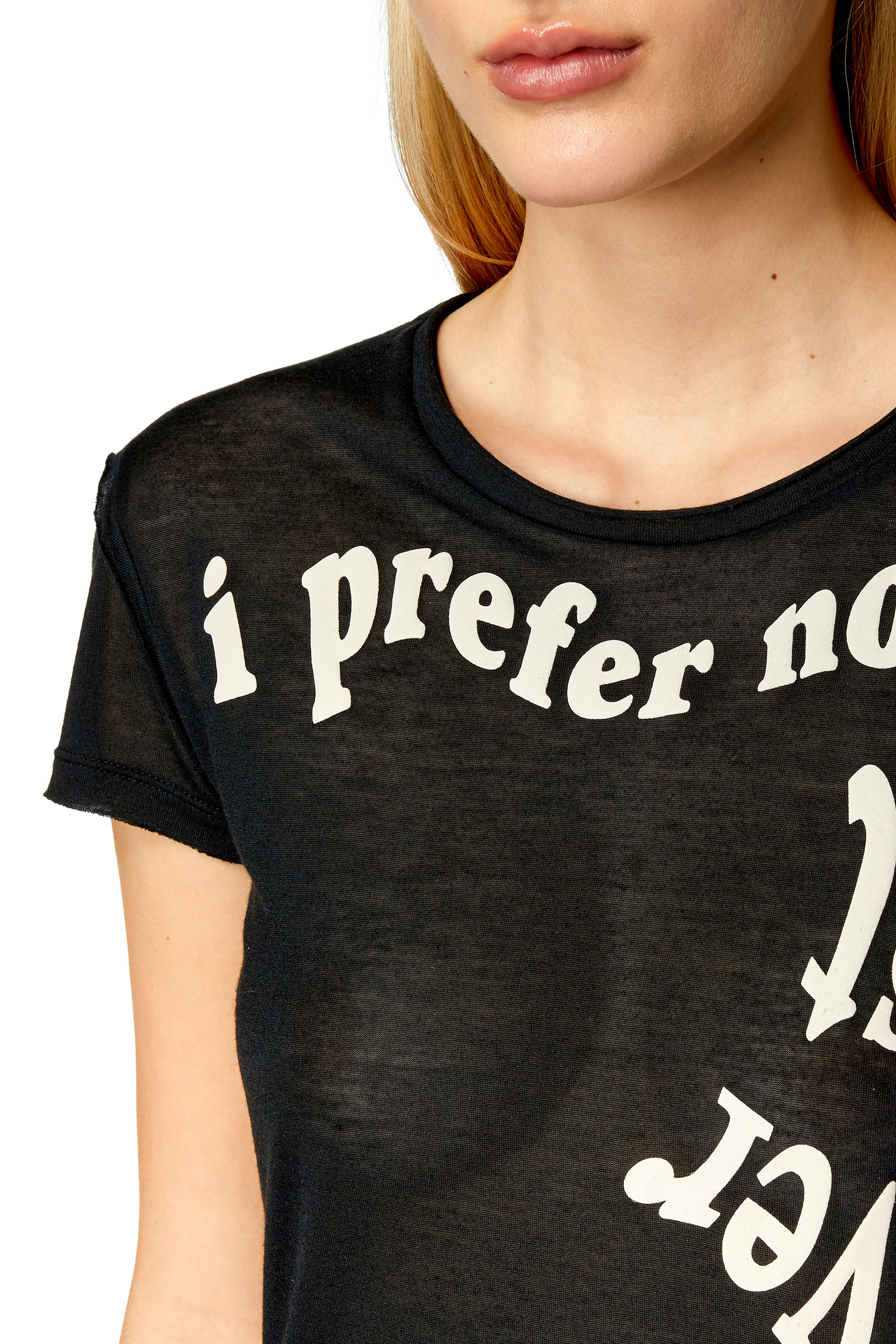 Diesel - T-UNCUTIE-RAW, Woman's Cashmere-modal T-shirt with puff prints in Black - 4