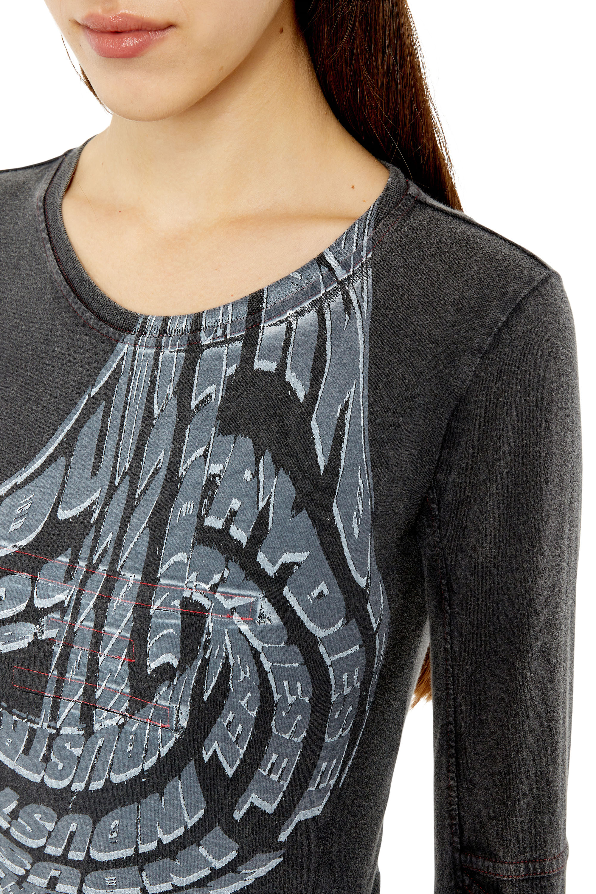 Diesel - T-BALDART, Camiseta de manga larga lavada al &aacute;cido Mujer in Negro - 3