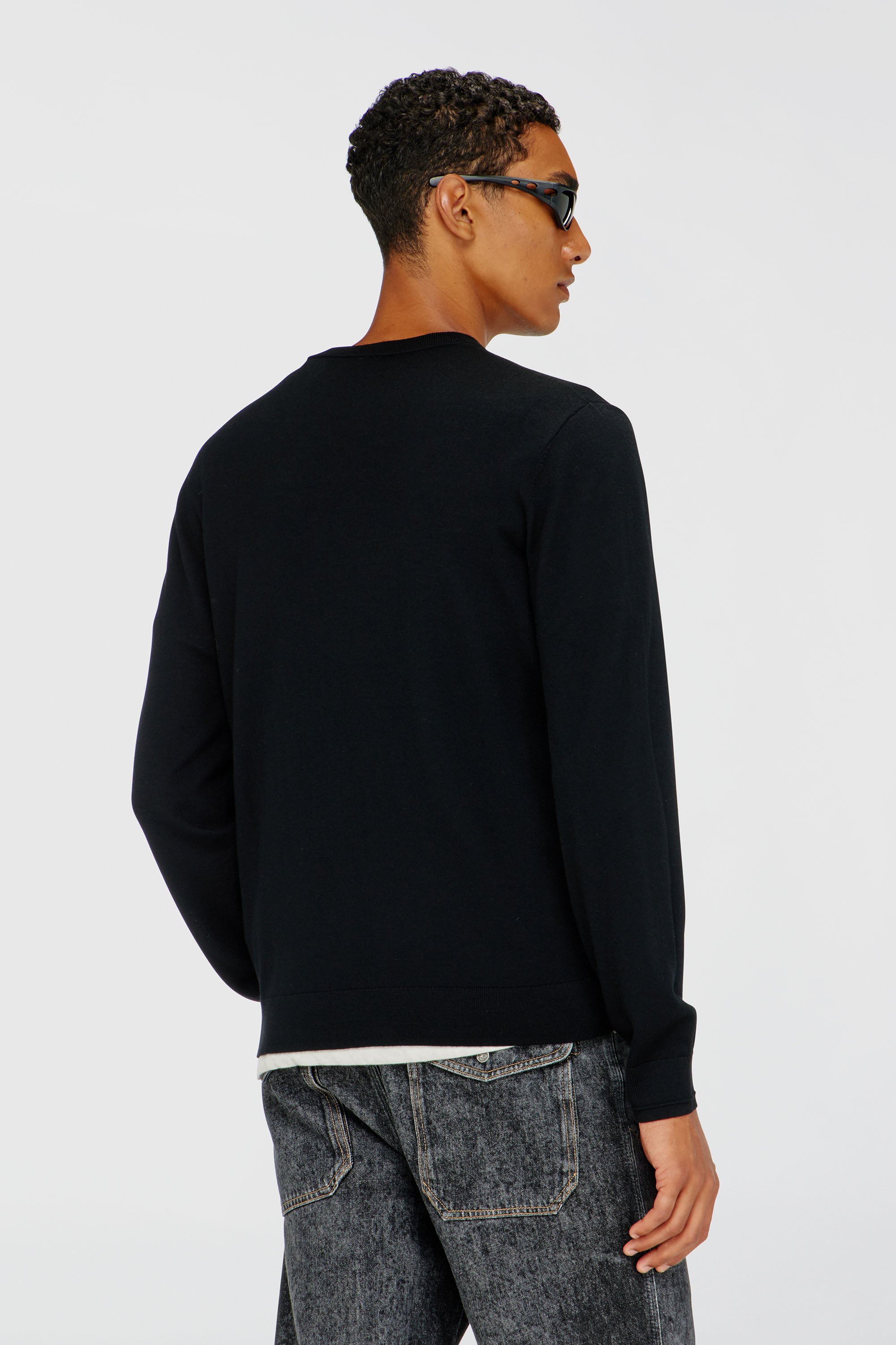 Diesel - K-VALIAM, Male's Wool jumper with cut-out logo in Black - 4