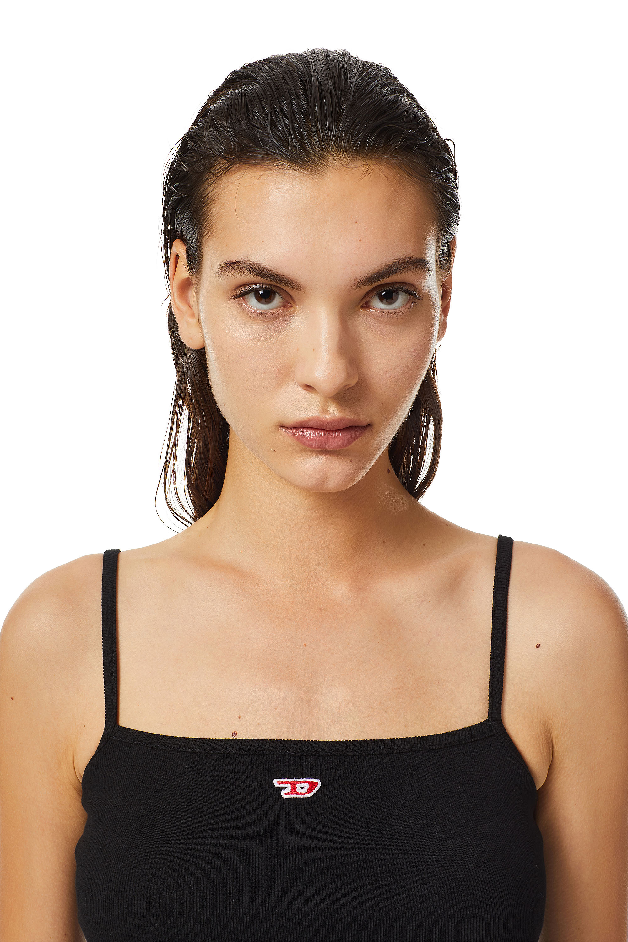 Diesel - T-HOP-D, Woman's Cropped tank with D logo in Black - 5