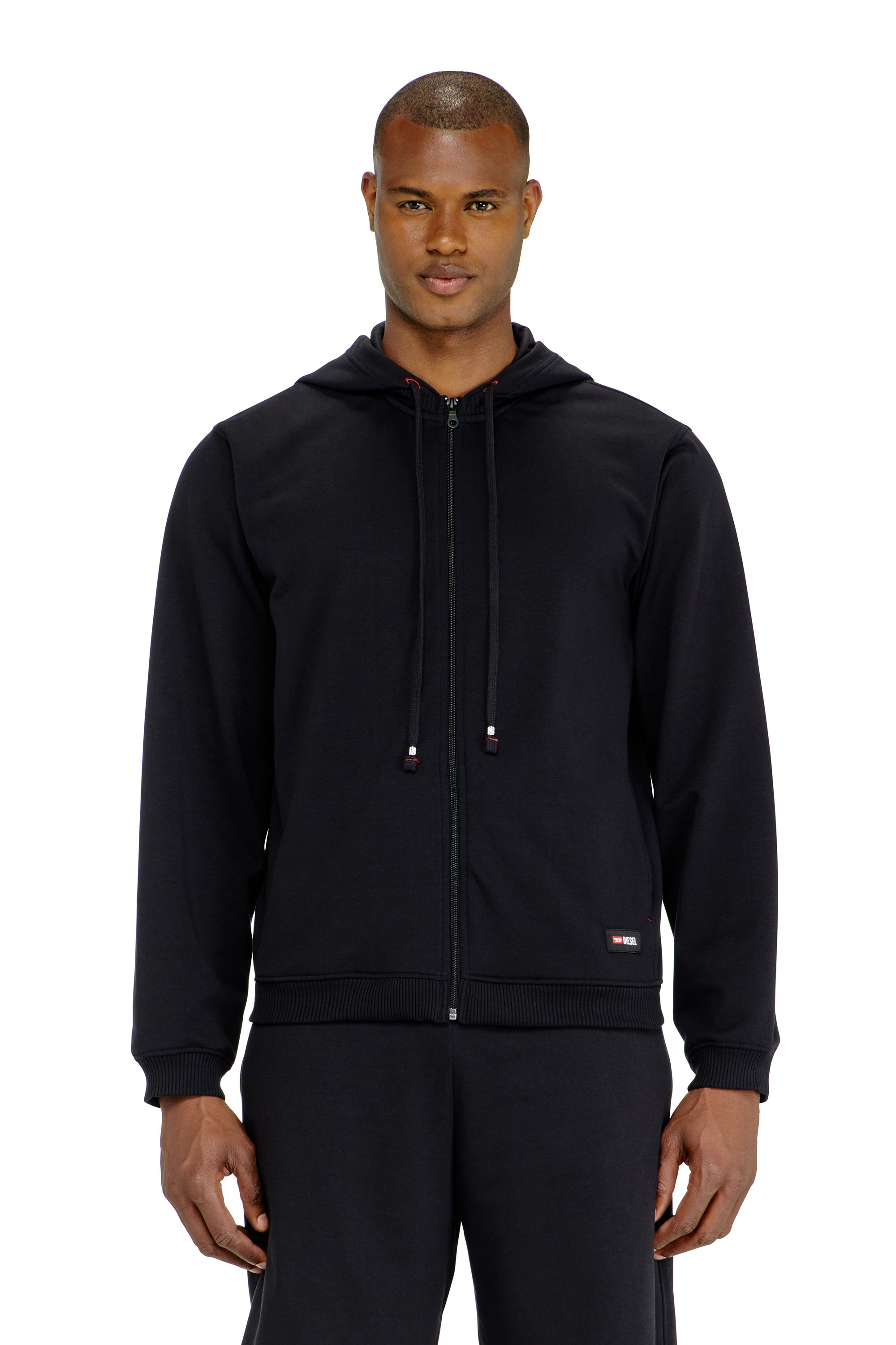 Diesel - JOY-D-CORE, Man's Hoodie in peached cotton blend in Black - 2