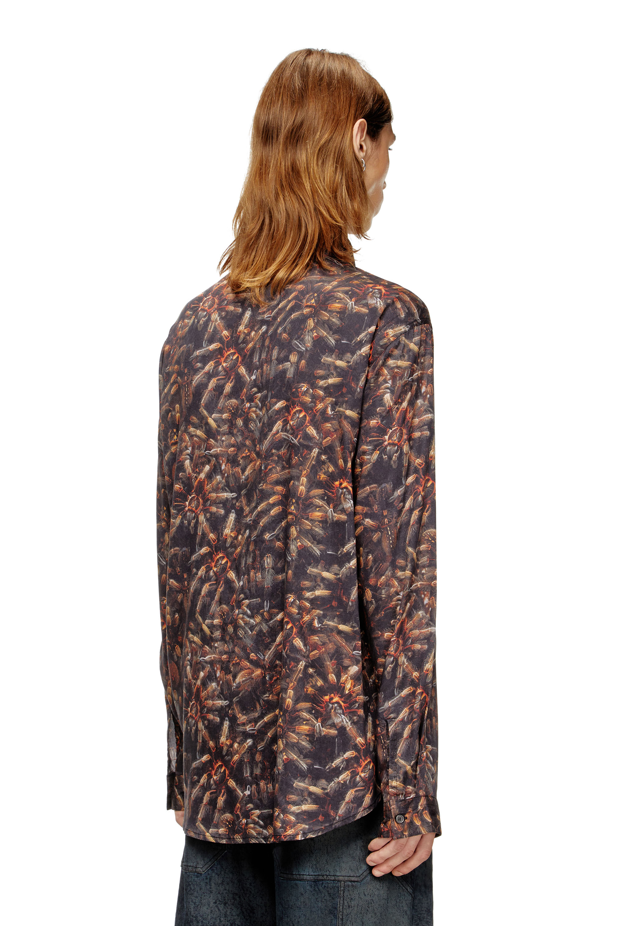 Diesel - S-SIMPLY-SPIDER-PJBK, Male's Lyocell shirt with all-over print in Black/Brown - 4