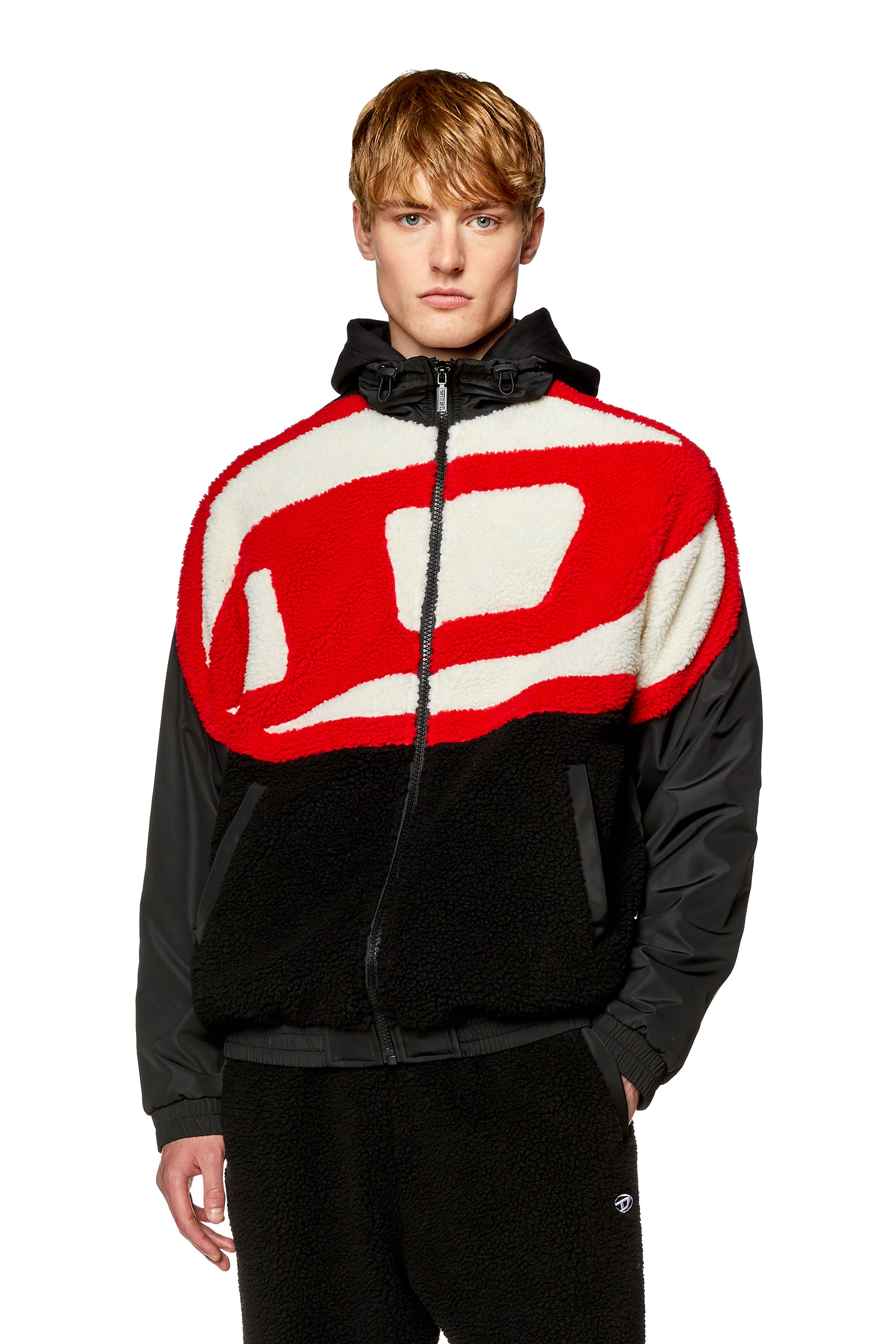 Men's Track jacket in nylon and teddy fleece | Multicolor