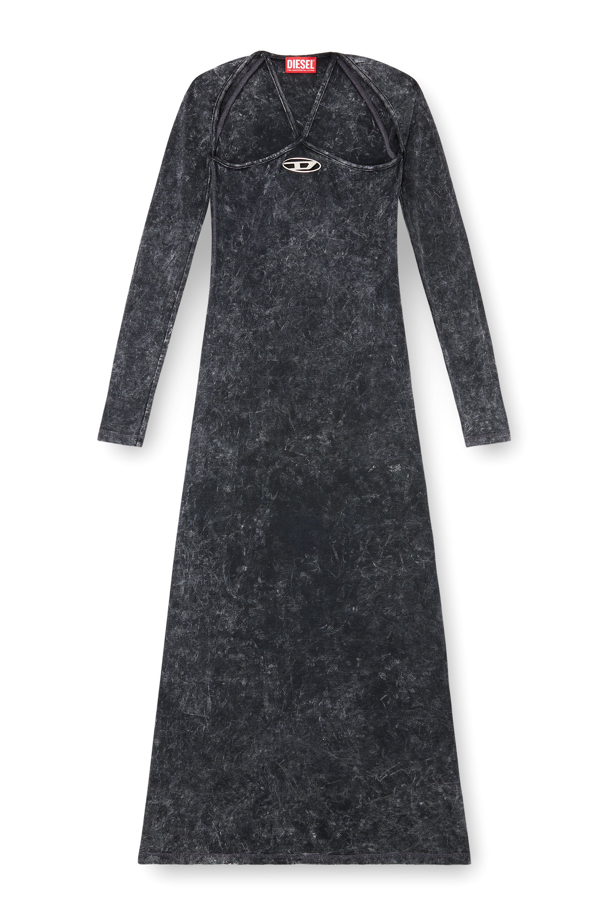 Diesel - D-MARINEL, Robe longue effet marbré Femme in Noir - 2