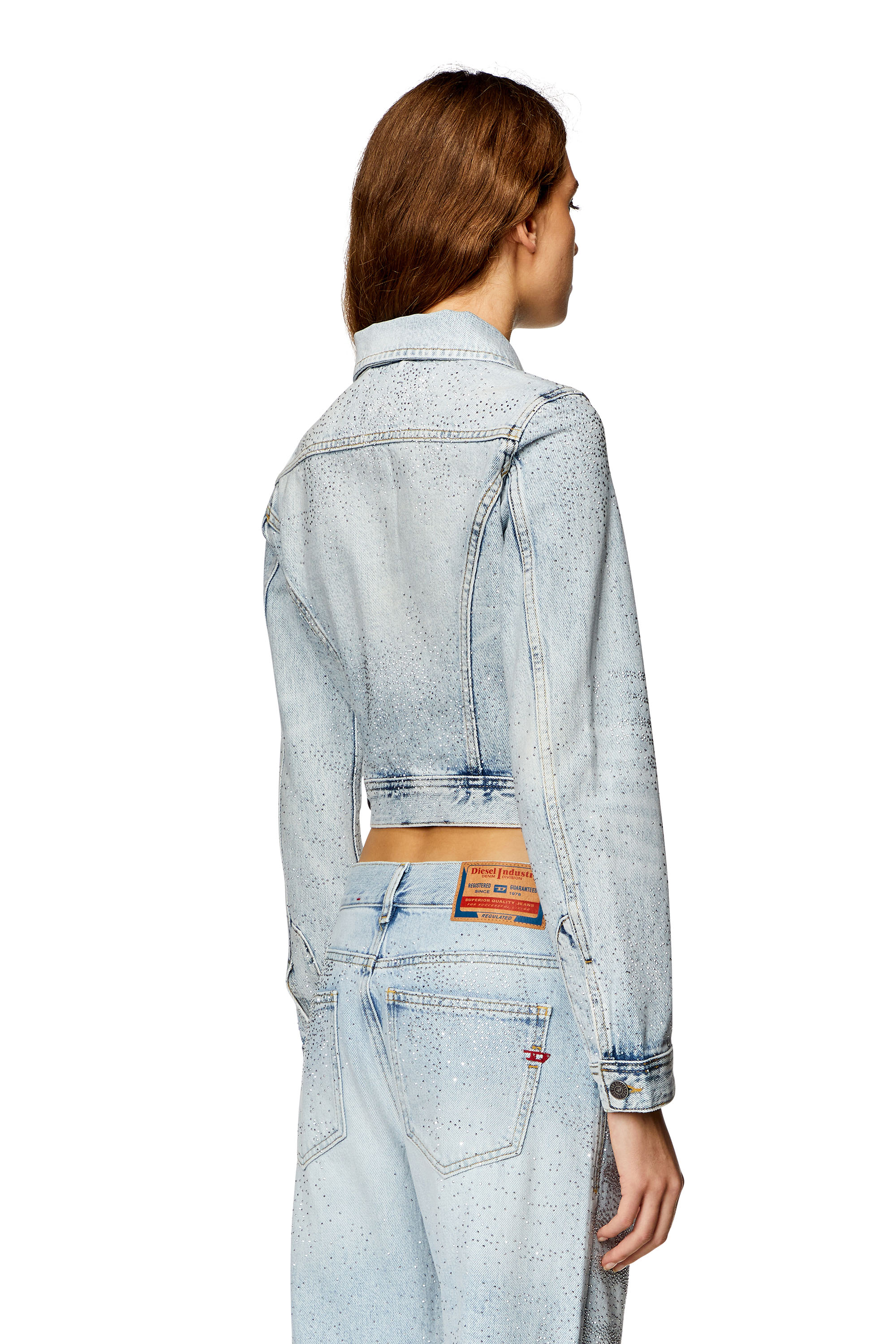 Diesel - DE-SLIMMY-S, Woman's Trucker jacket in micro-crystal denim in Light Blue - 5