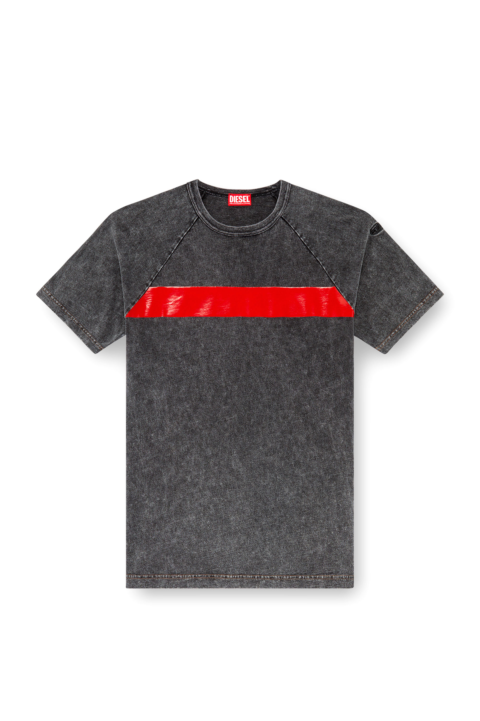 Diesel - T-RADJUST-Q1, Male's Marble-effect T-shirt with glossy band in Black - 3