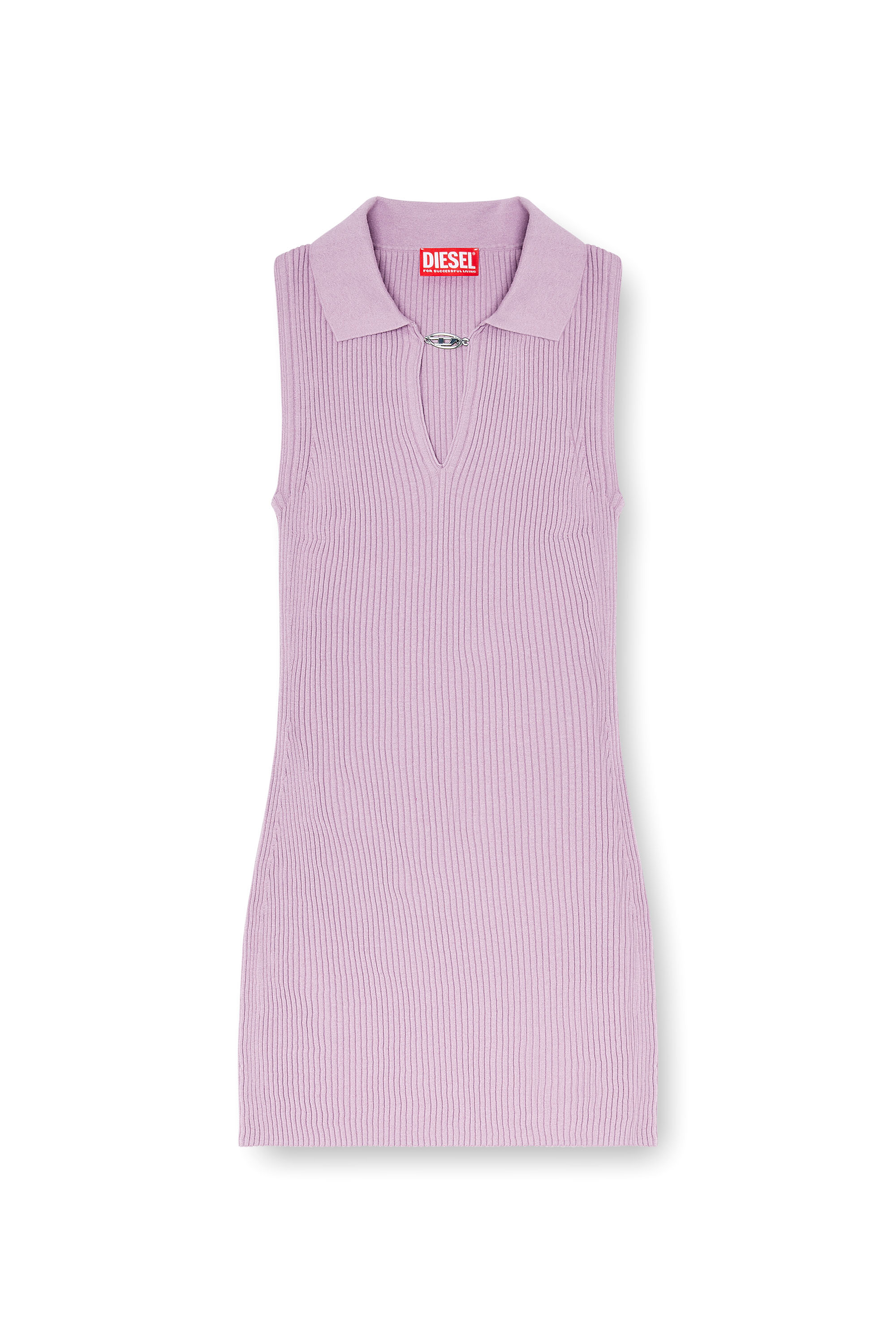 Diesel - M-LILMA, Woman's Short polo dress in silk-blend rib knit in null - 3