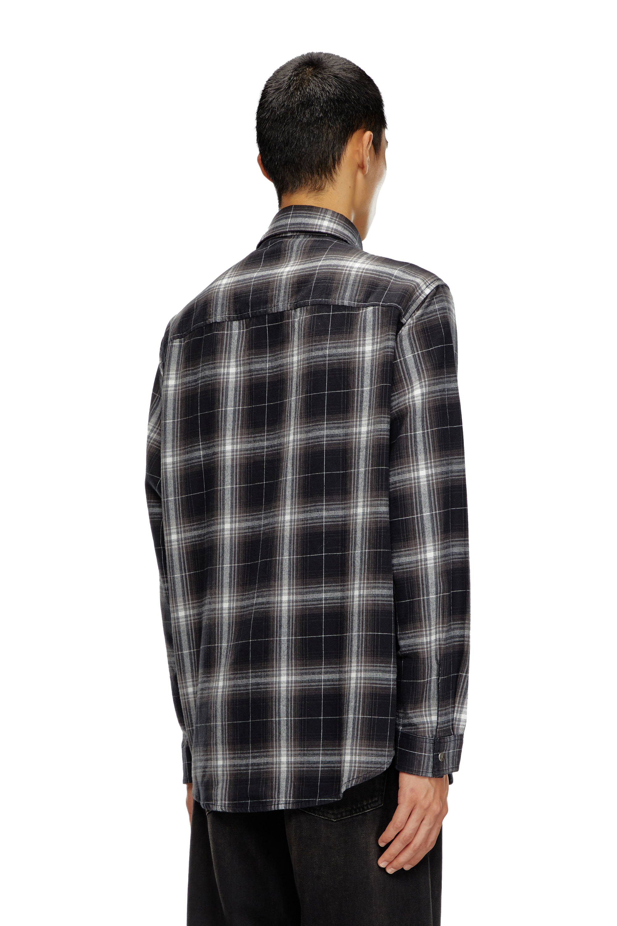 Diesel - S-SIMPLY-A, Chemise en flanelle à carreaux Homme in Noir - 4
