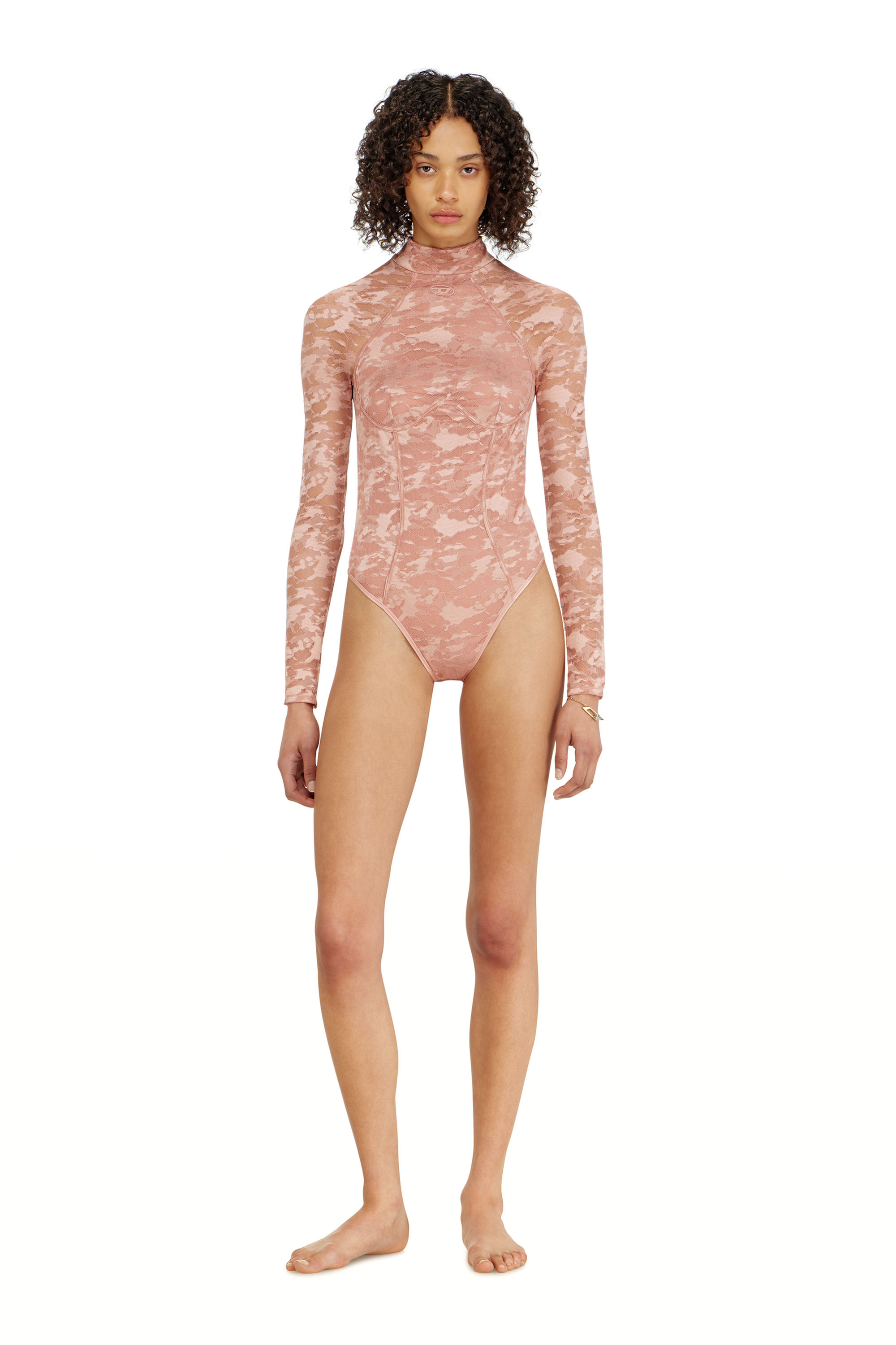 Diesel - VIVIAN-UTLT, Woman's Bodysuit in nylon lace with open back in Nude - 3