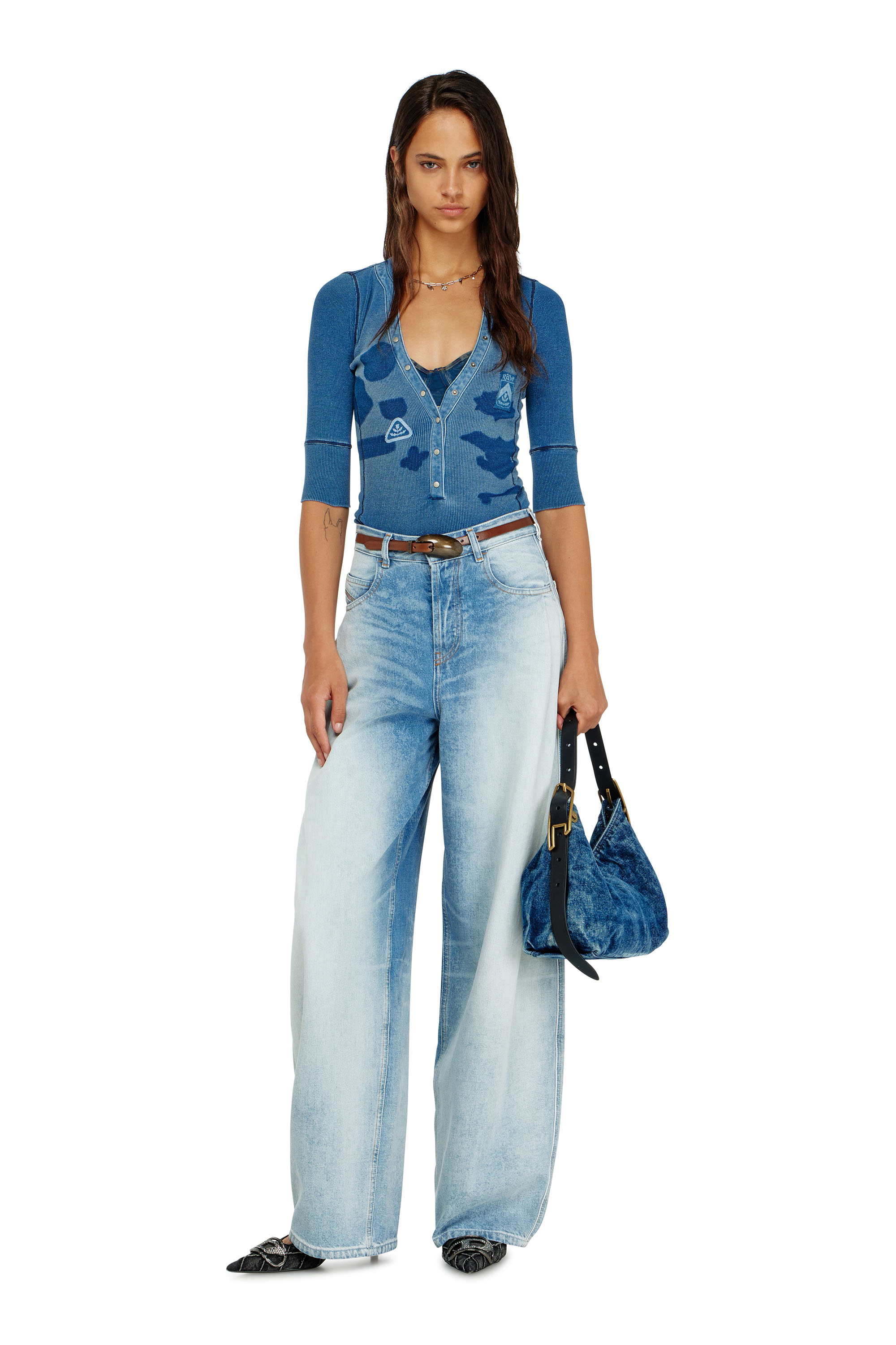 Diesel - T-EREME, Female's Henley top with shadow-patch effects in null - 1