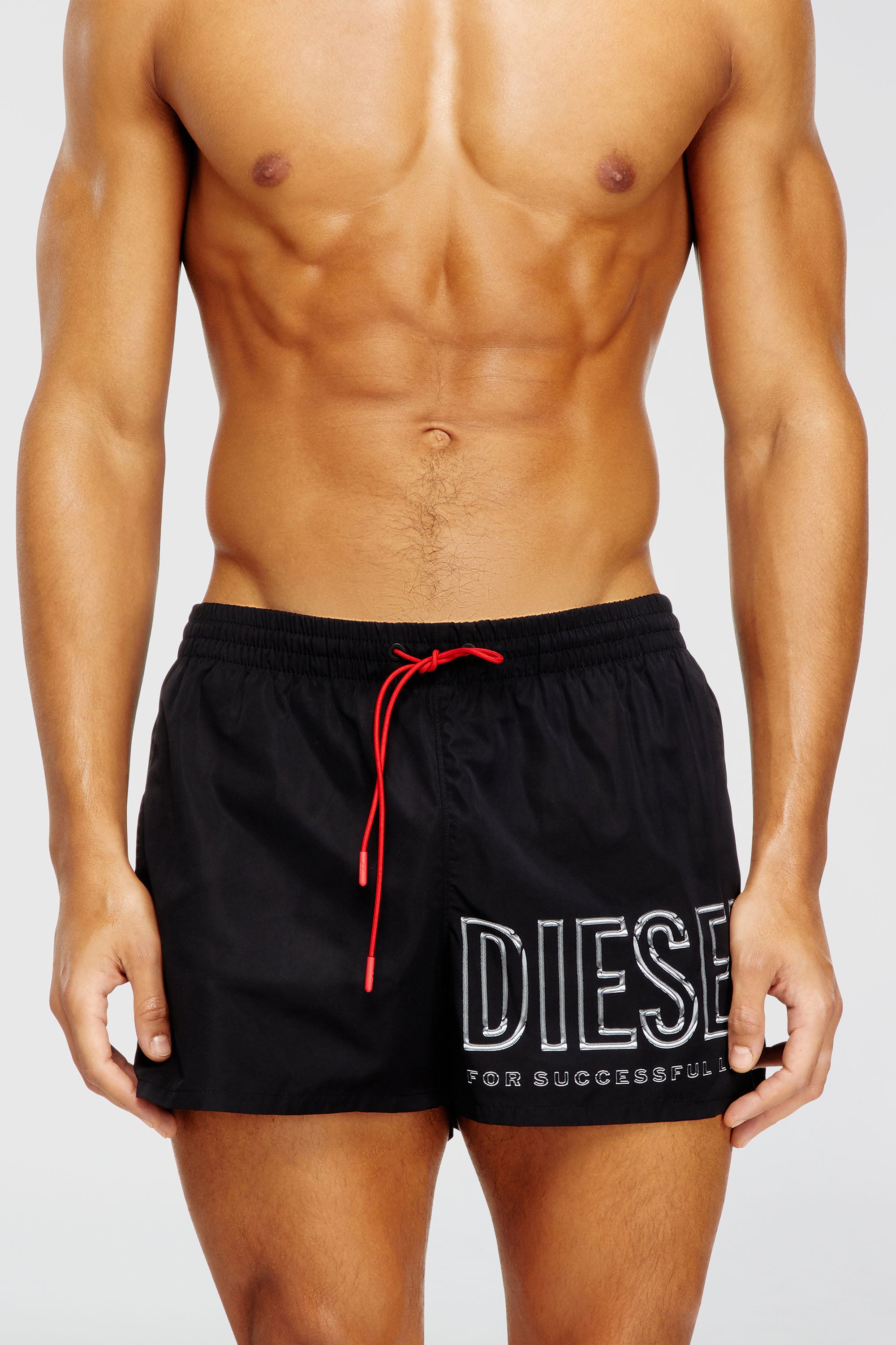 Diesel - OLYMPIC-34-D-CORE, Ba&ntilde;ador corto con logotipo de contorno Hombre in Negro - 1