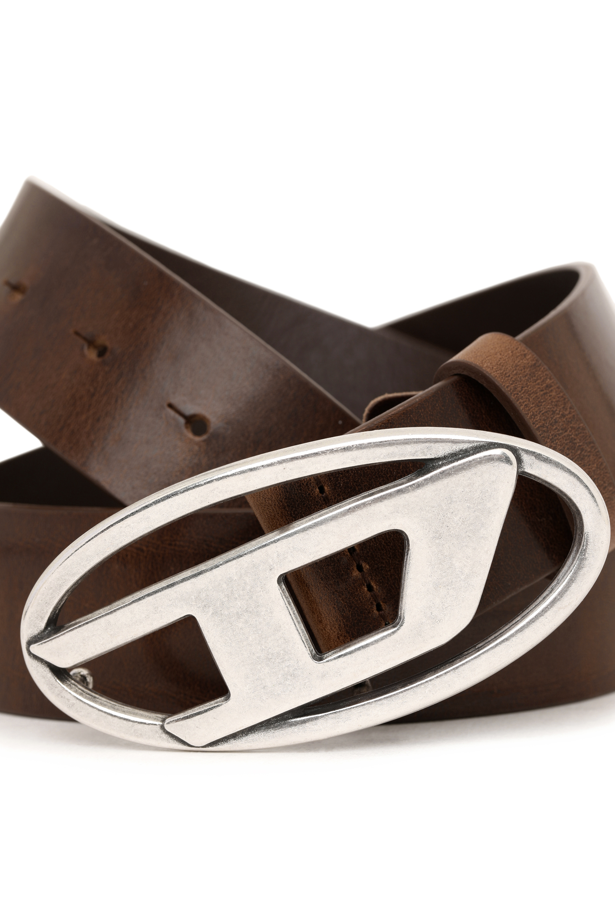 Diesel - B-1DR, Male's 3.9cm leather belt with D buckle in Brown - 3