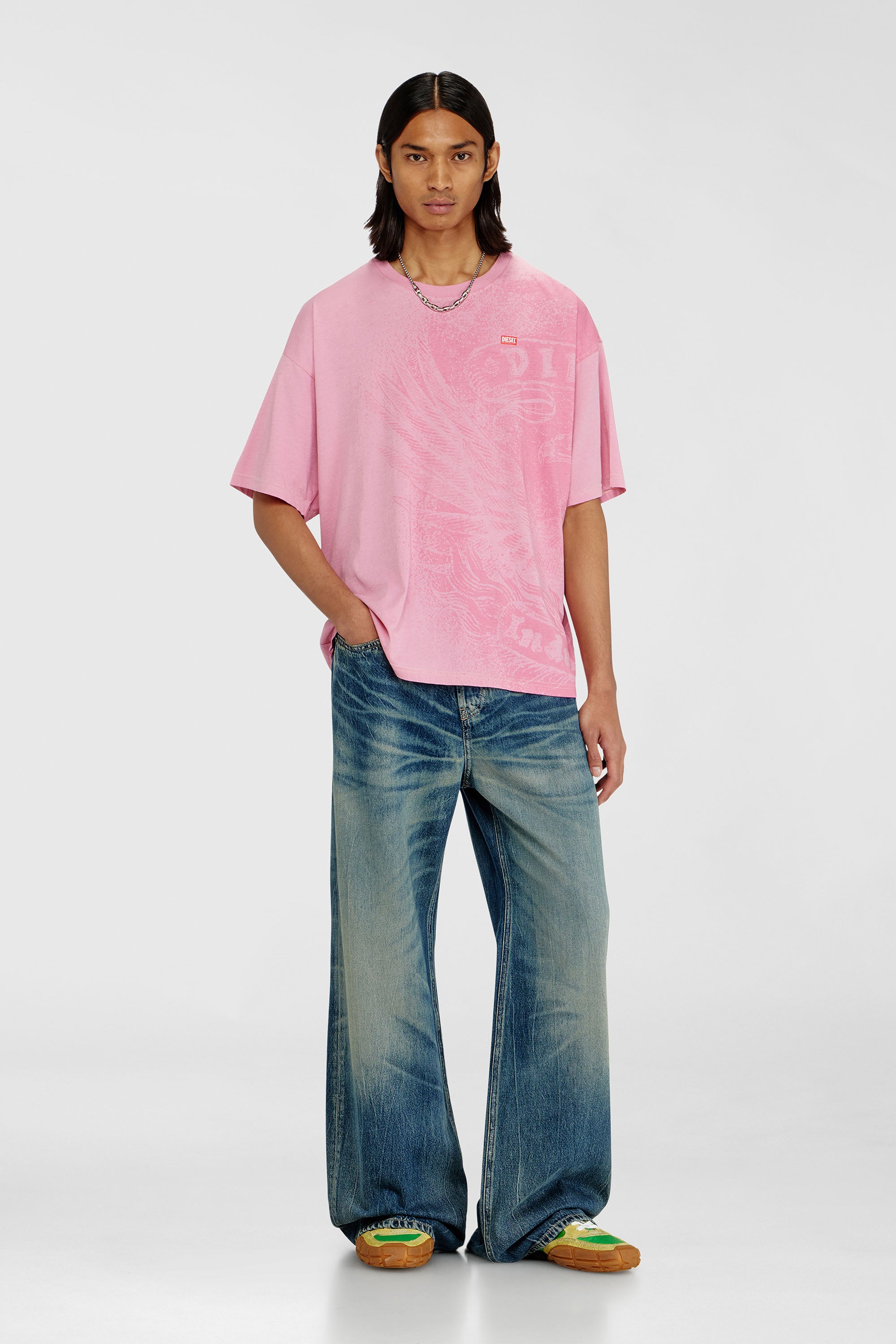 Diesel - T-BOXT-AA3, Male's Relaxed T-shirt with pigment prints in Pink - 2
