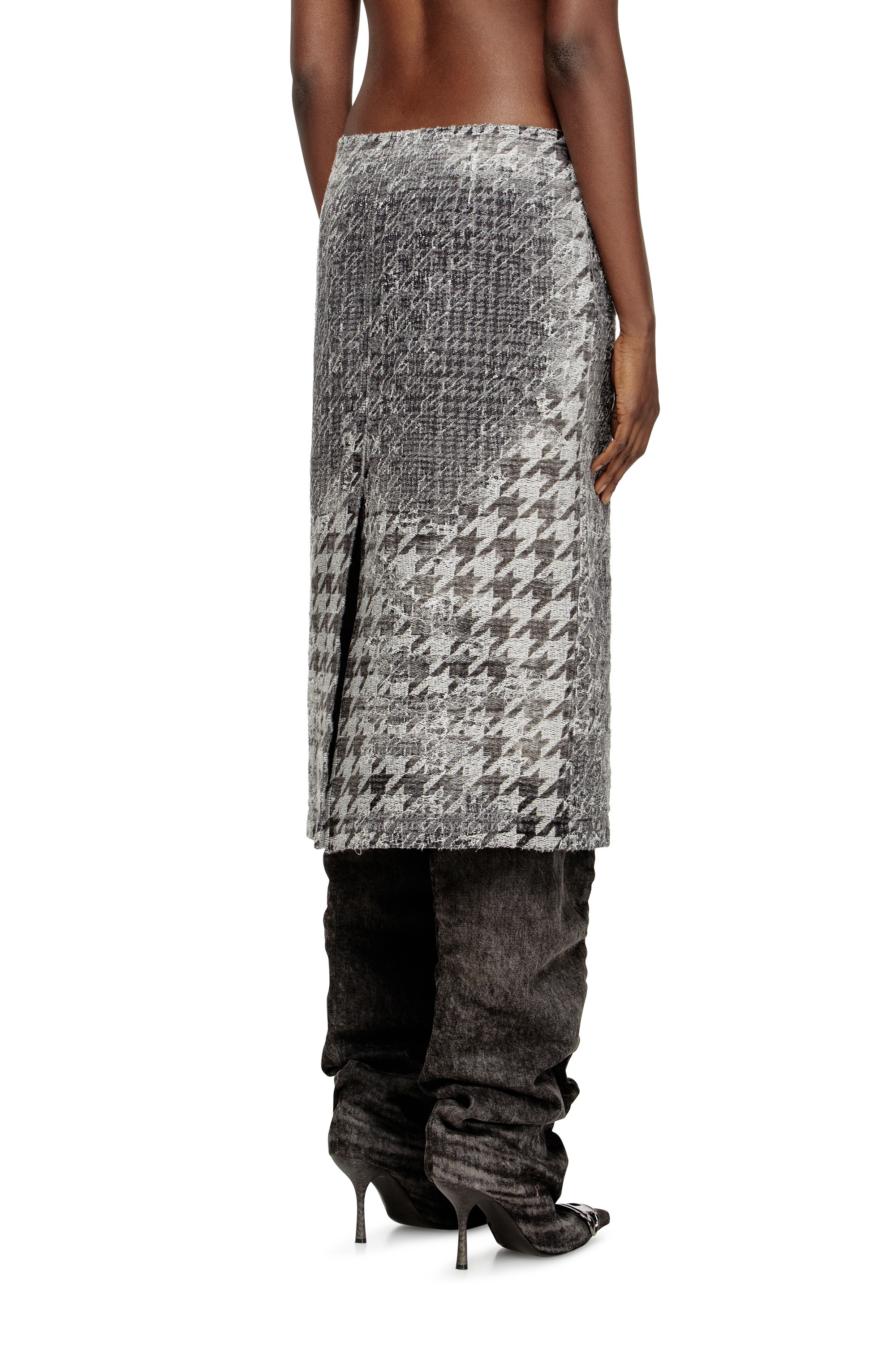 Diesel - DE- RATHIAN-FSH, Jupe mi-longue en denim jacquard motif Prince-de-Galles Femme in Polychrome - 4