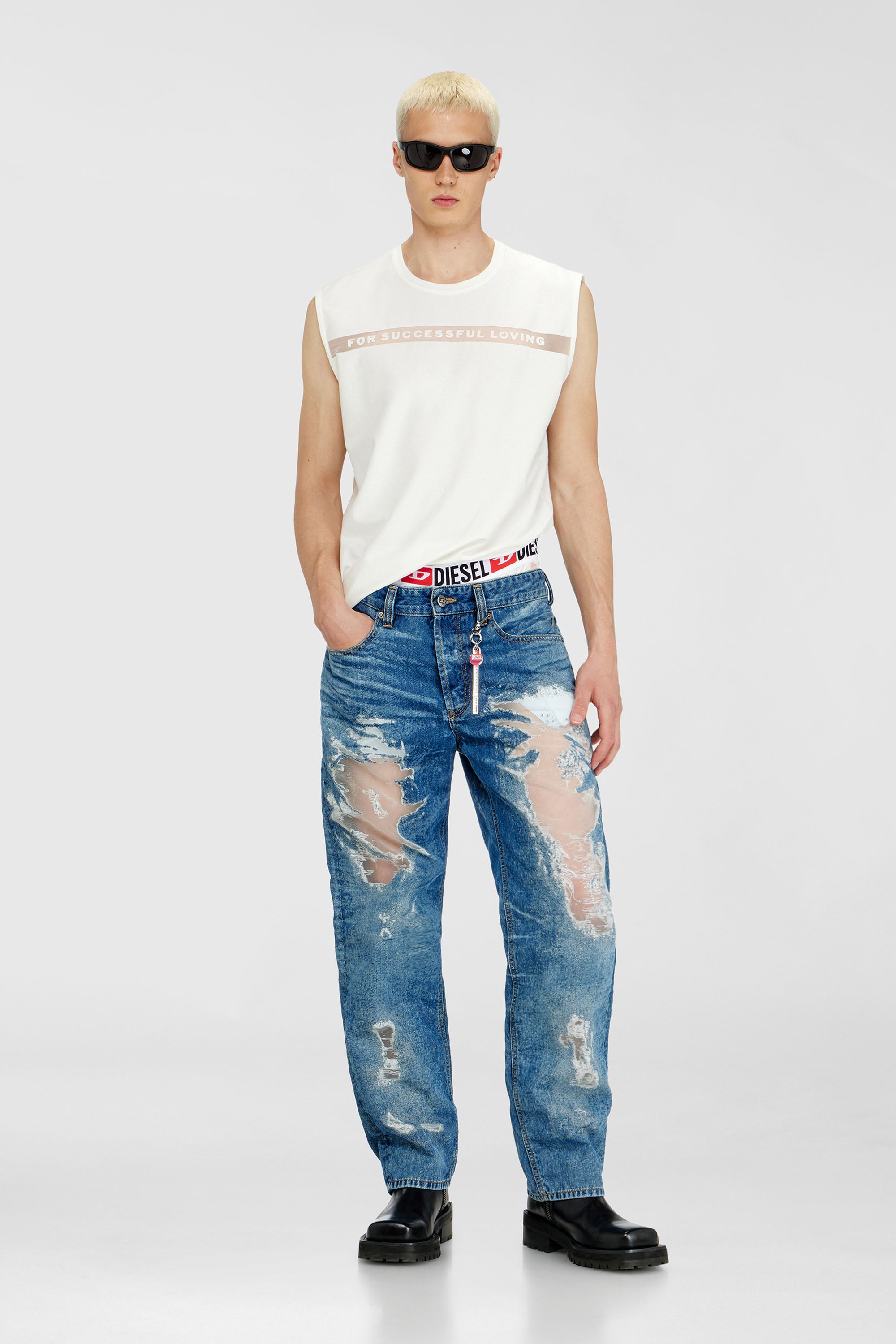 Diesel - PR-T-NORM-BISC-MATI-R, Unisex's Tank top with For Successful Loving logo in White - 2