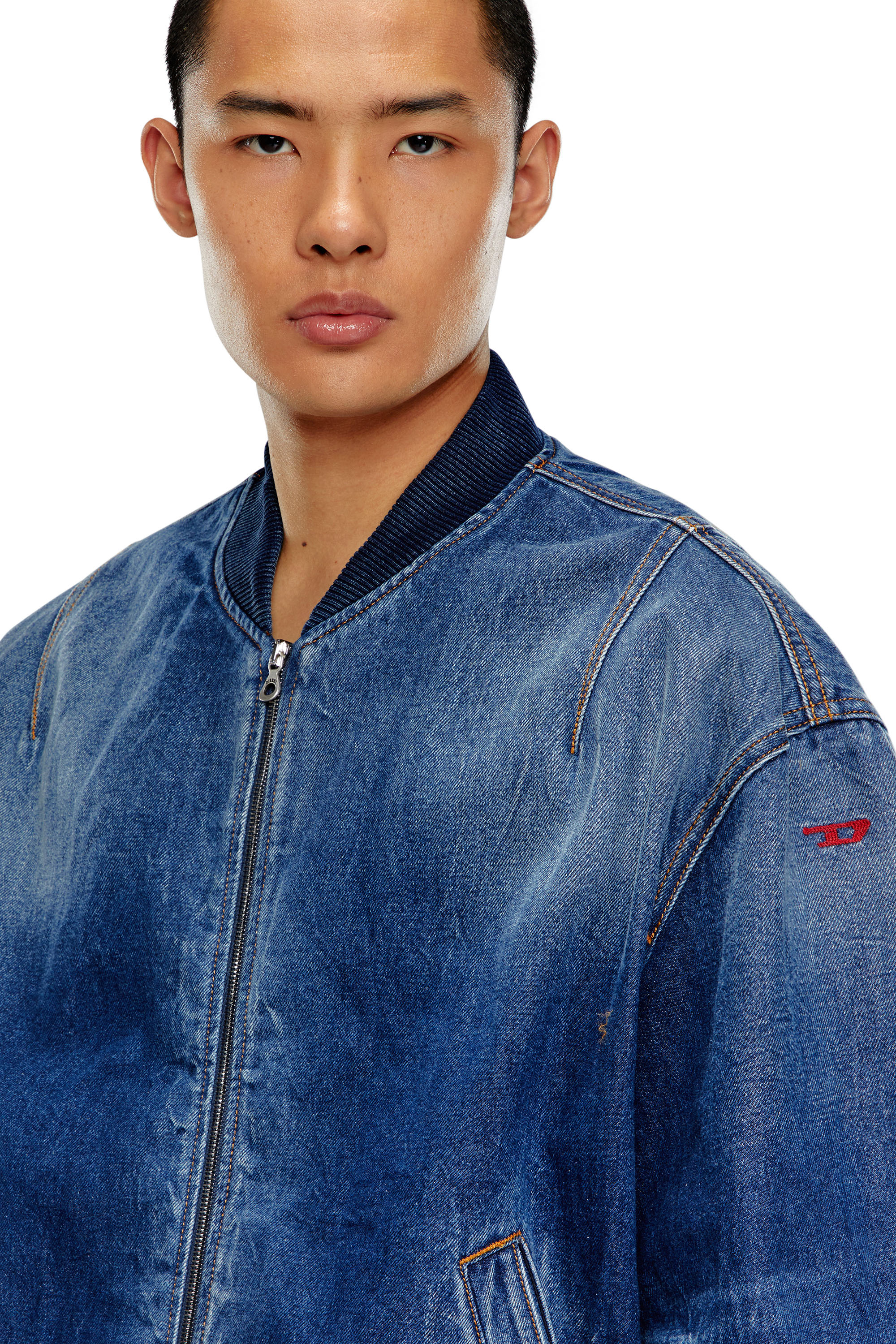 新品　Diesel D-VINZ-S デニムブルー ボンバージャケット Lサイズ Men's Bomber jacket in dented denim | Blue | Diesel