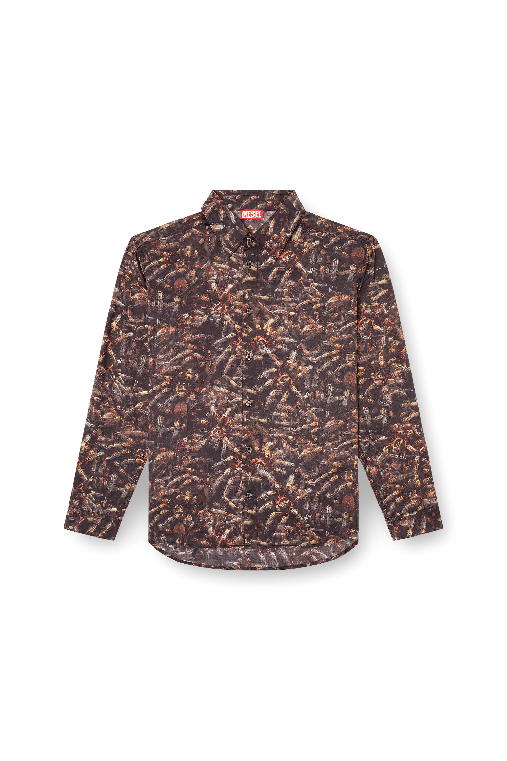 Diesel - S-SIMPLY-SPIDER-PJBK, Male's Lyocell shirt with all-over print in Black/Brown - 2