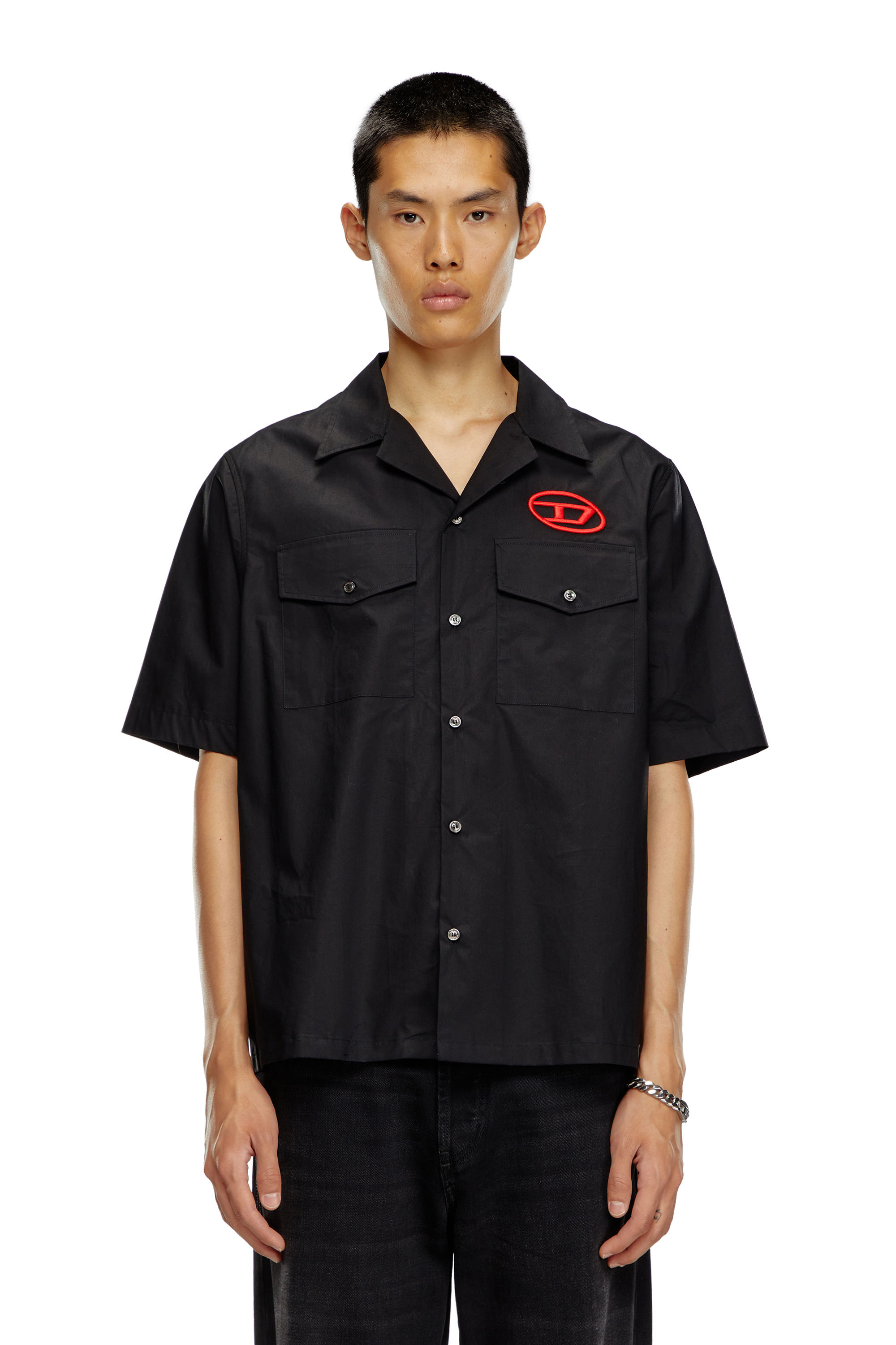 Diesel - S-MAC-22-B, Camiseta de bolos con logotipo bordado Hombre in Negro - 5