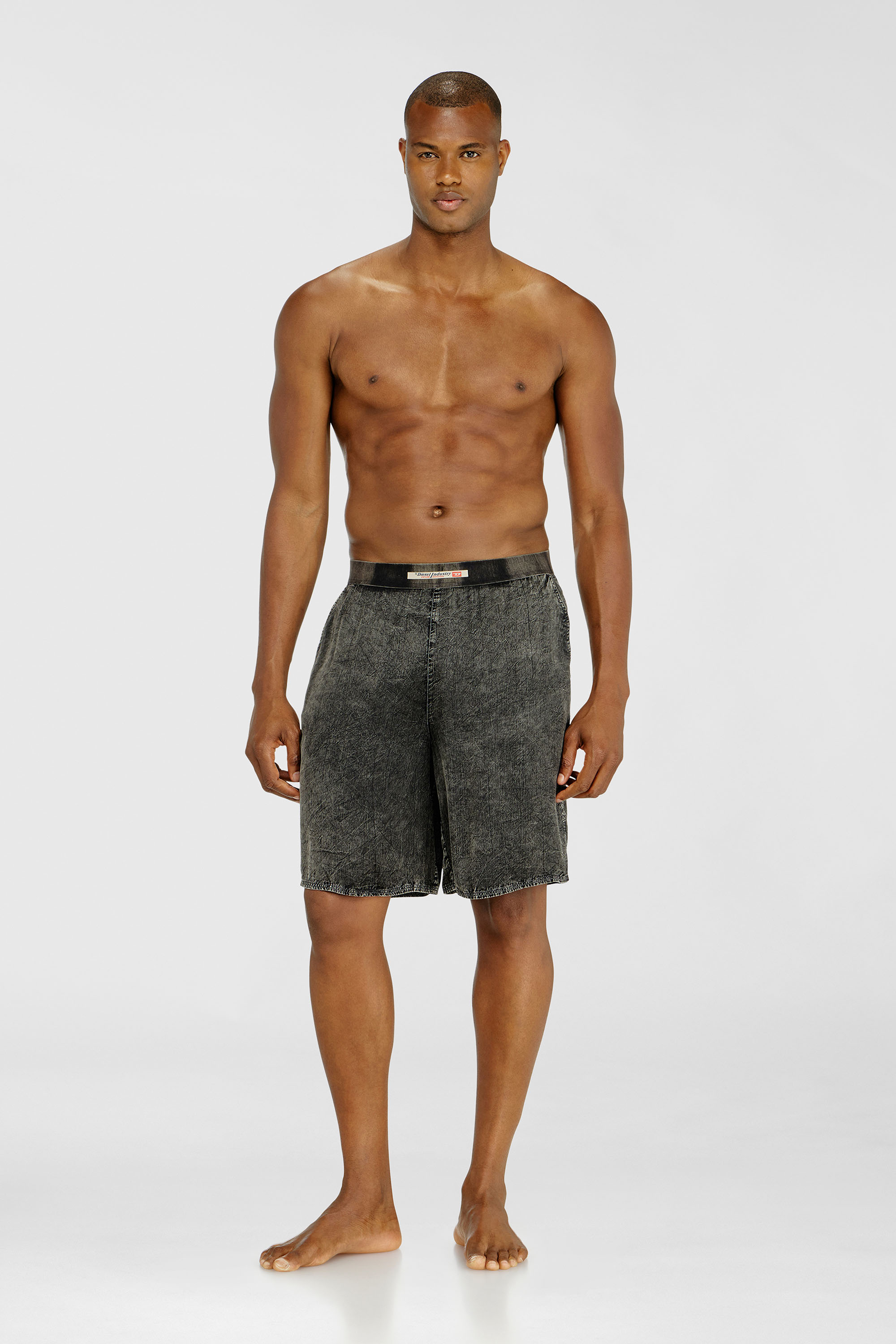 Diesel - JAGO-DNM, Male's Short pants in treated fluid viscose in Dark Grey - 3