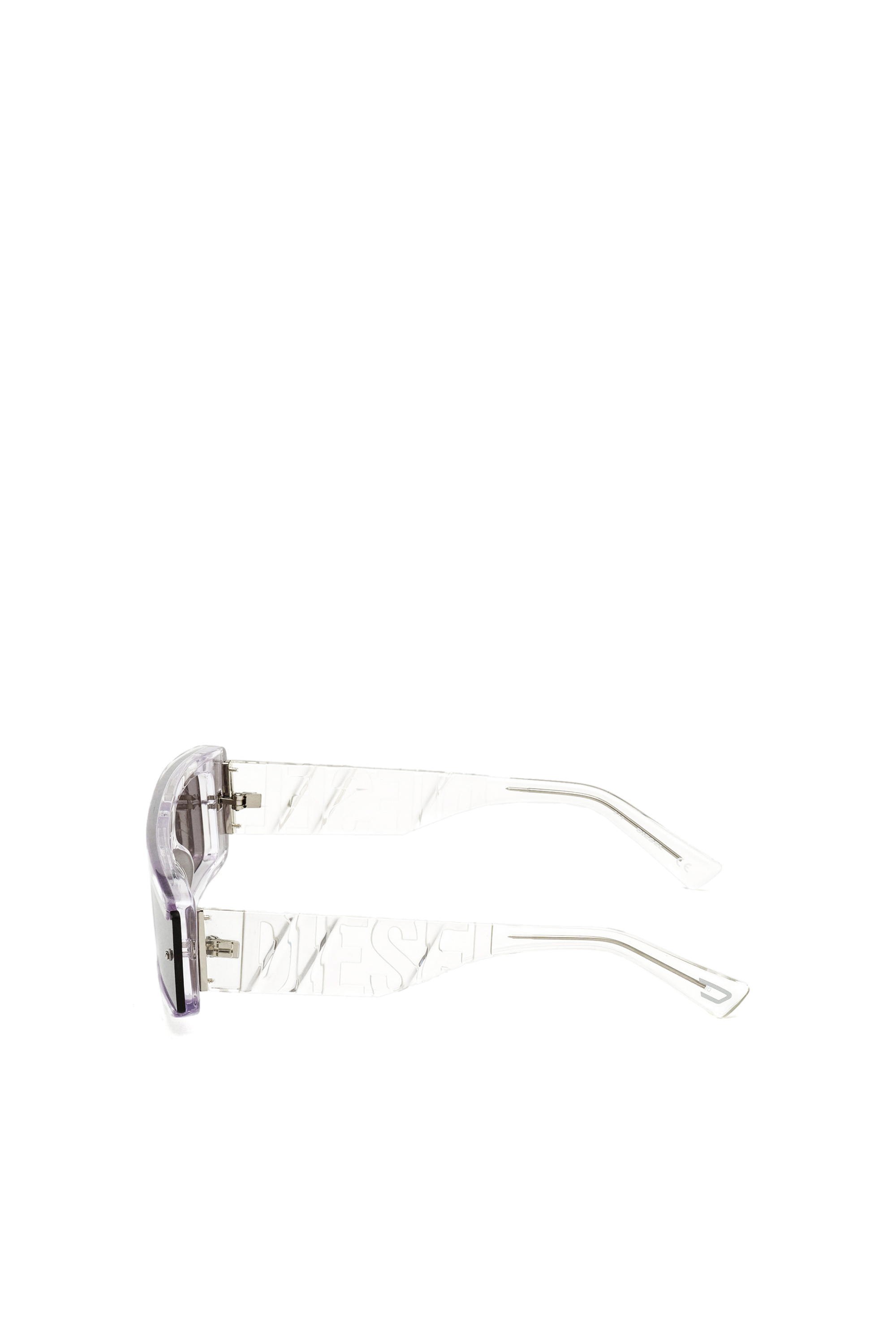 Diesel - DL0318, Man's Acetate wraparound frame with mirror lenses in White - 4