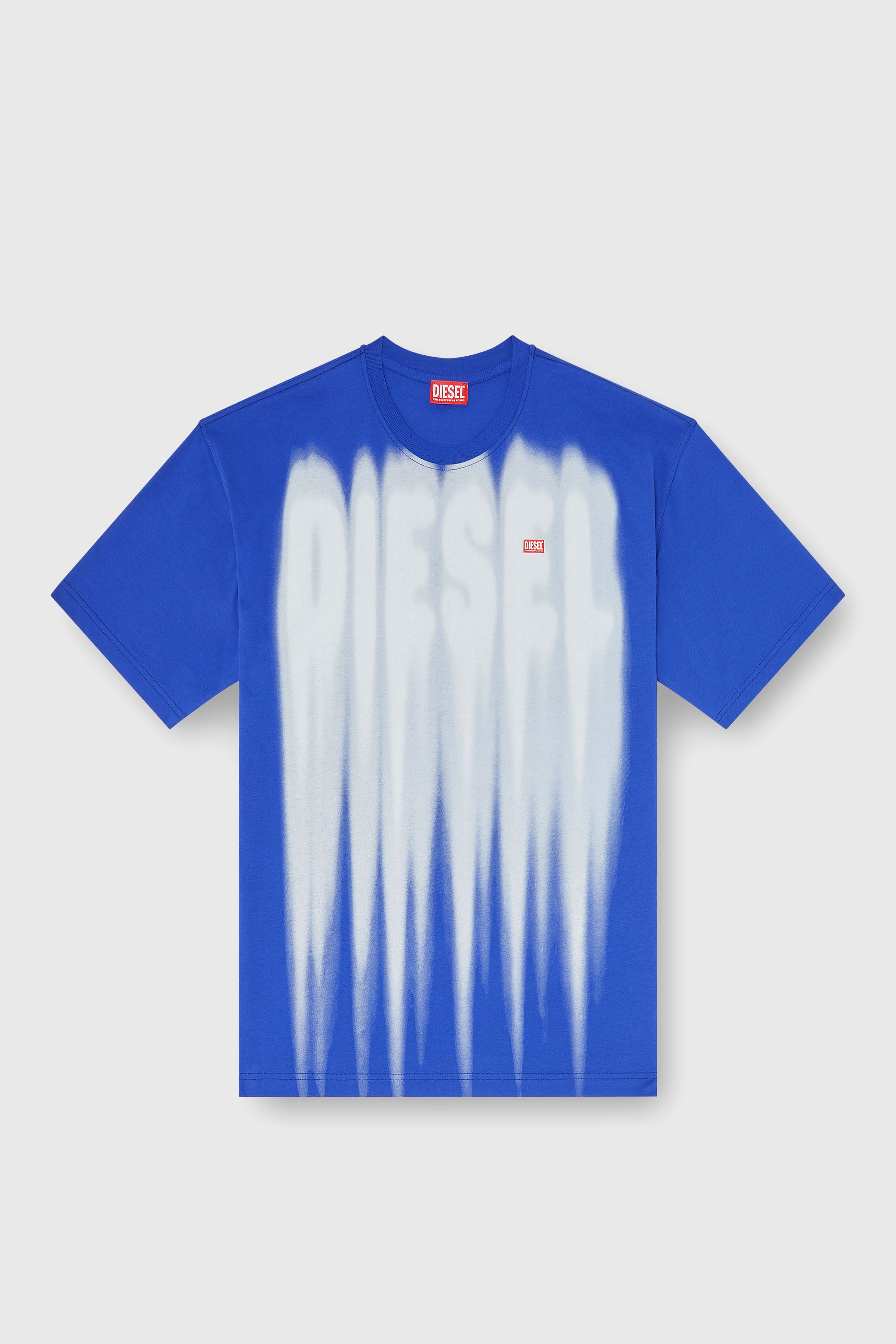 Diesel - T-BOXT-AA1, Man's Cotton T-shirt with bold logo print in Blue/White - 2