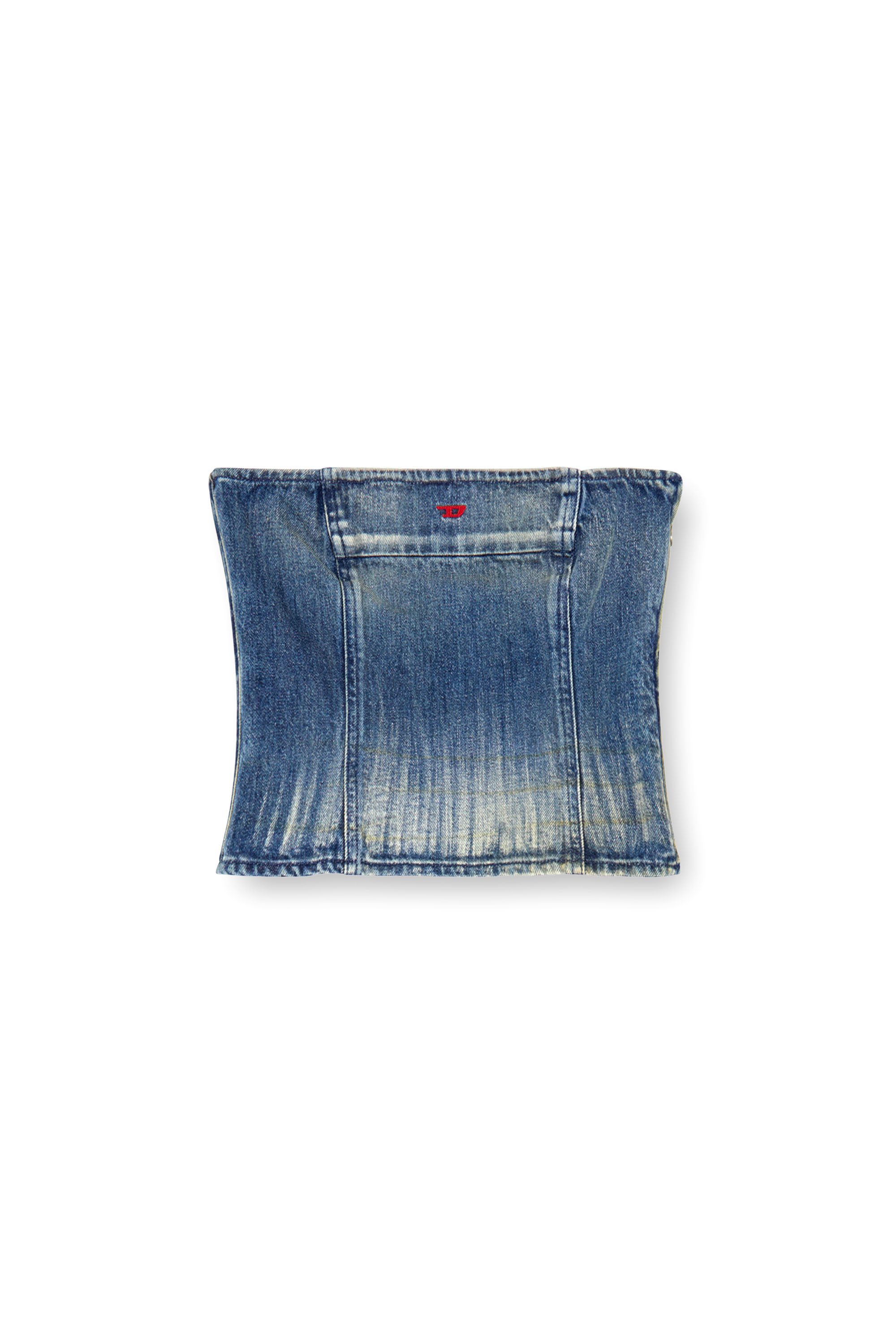 Diesel - DE-VILLE, Top tube en denim délavé effet sali Femme in Bleu - 3