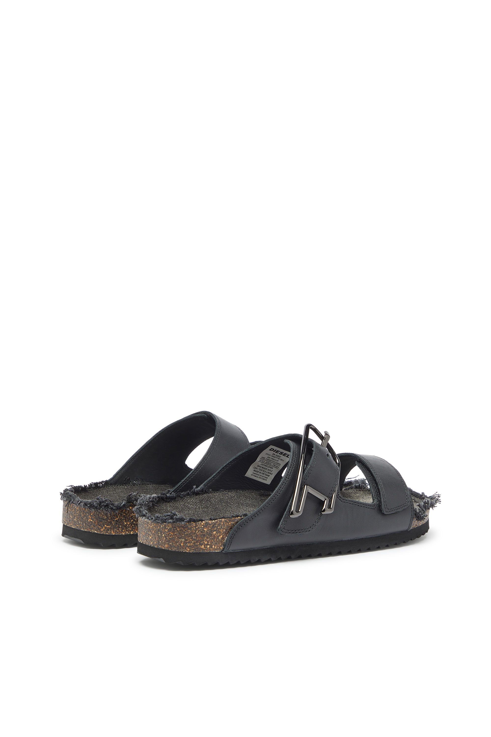 Diesel - D-WOODSTOCK D SANDAL, Man's D-Woodstock - Leather slide with cork footbed in Black - 3