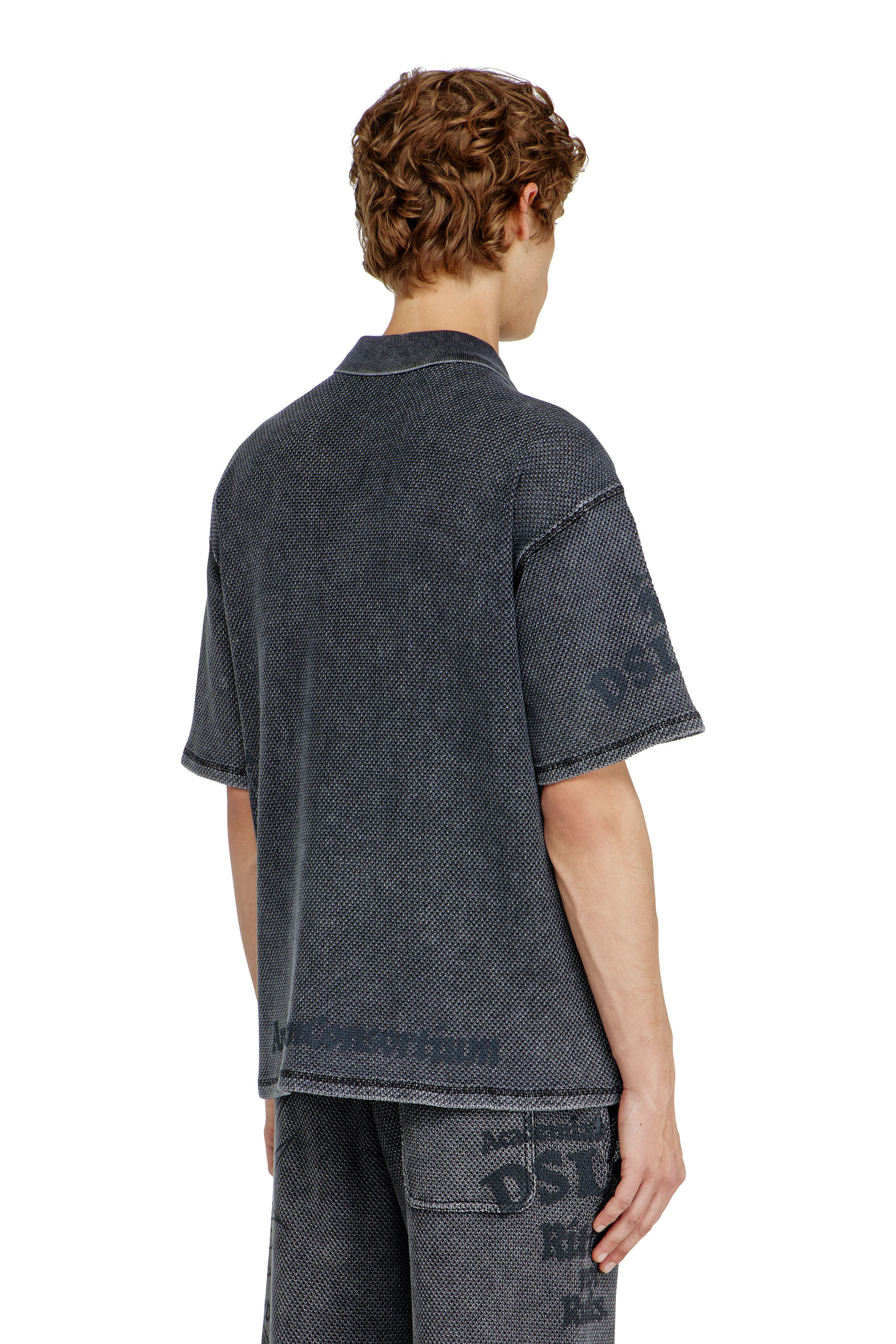 Diesel - T-ERRY-ZIP, Polo de jacquard mesh con estampado Phoenix Hombre in Gris - 4