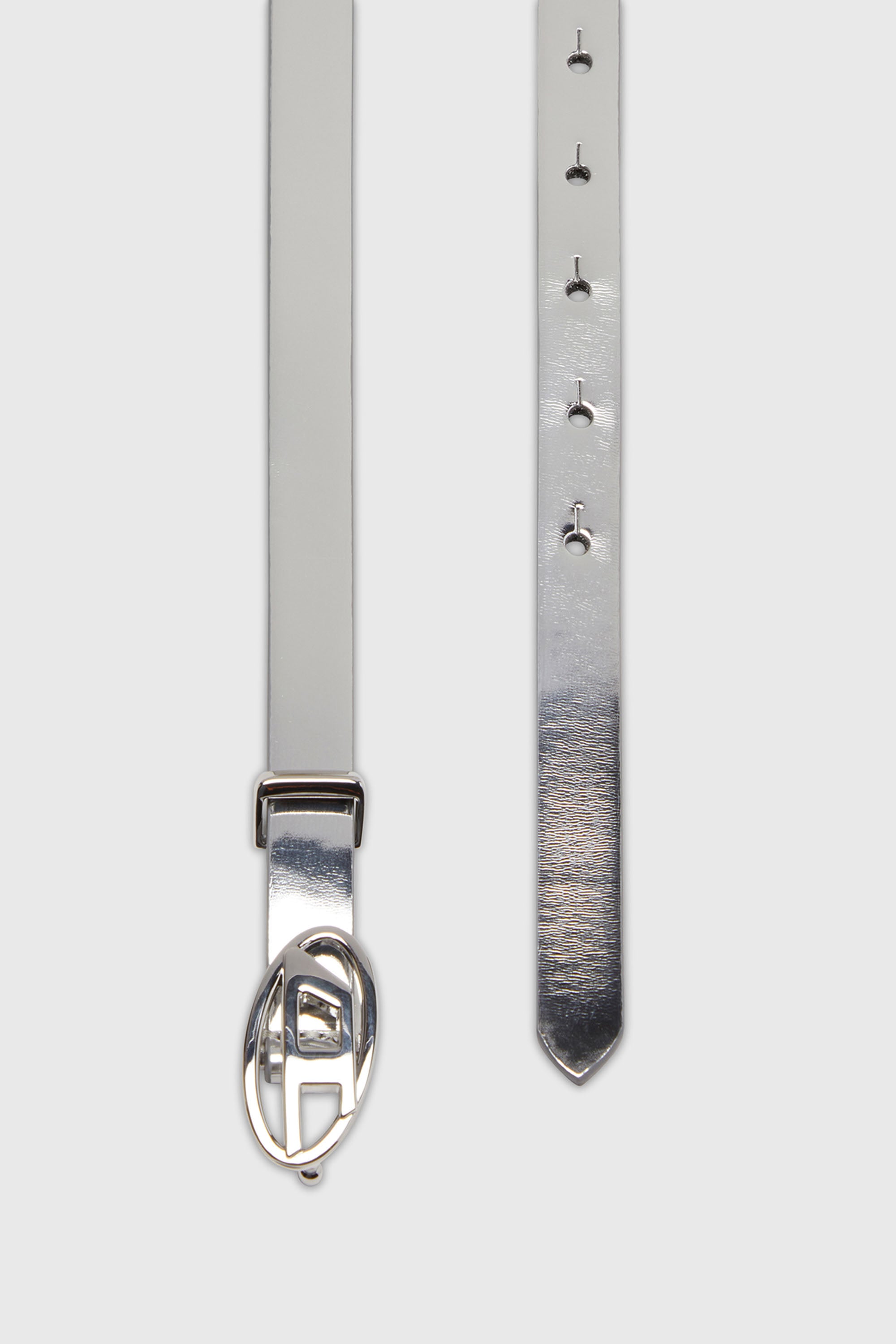 Diesel - B-1DR 15, Ceinture 1.5 cm fine en cuir lamin&eacute; Femme in Gris argent&eacute; - 2