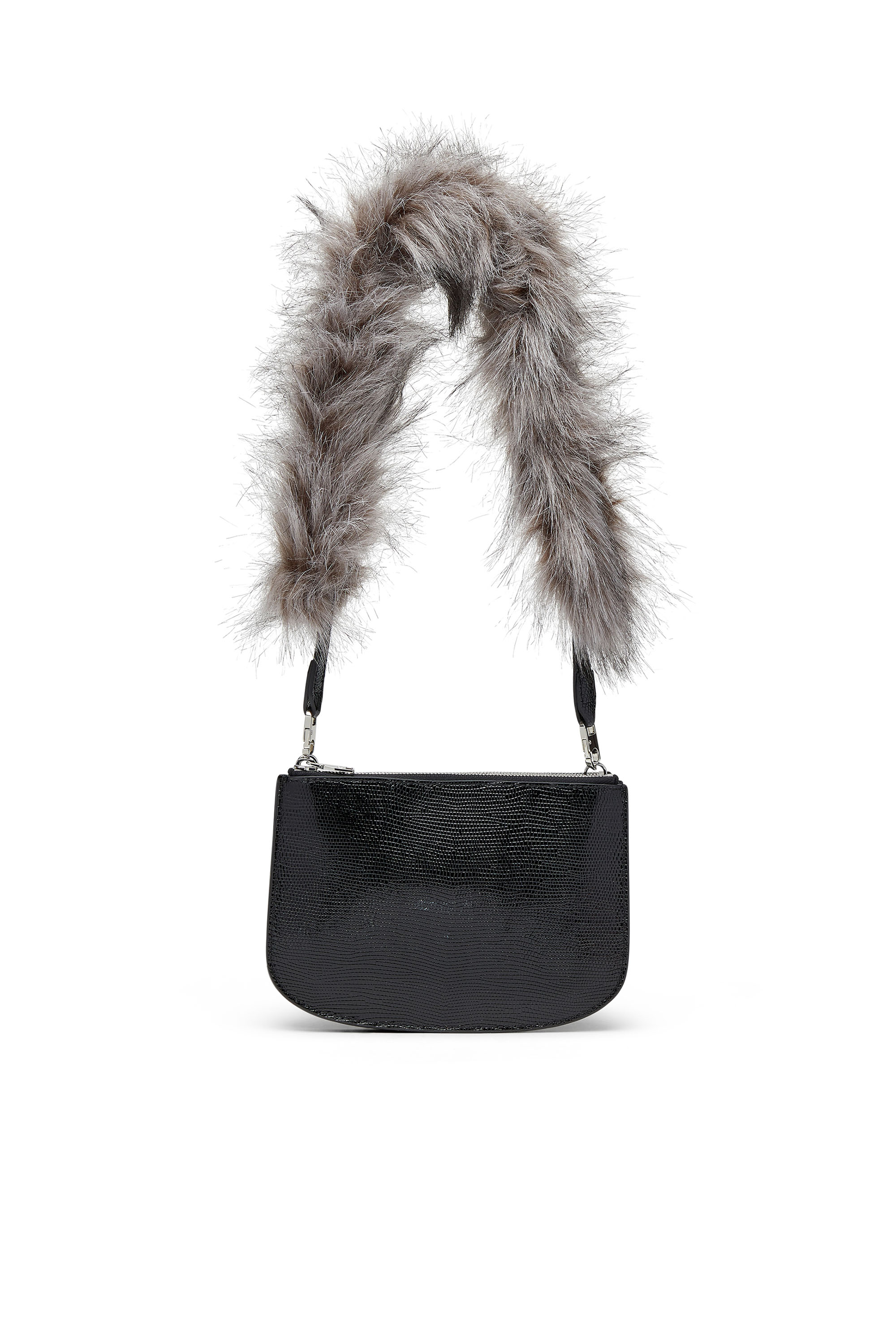 Diesel - 1DR TWIN, Female's 1DR Twin-Double-pouch shoulder bag in embossed leather in Black - 2