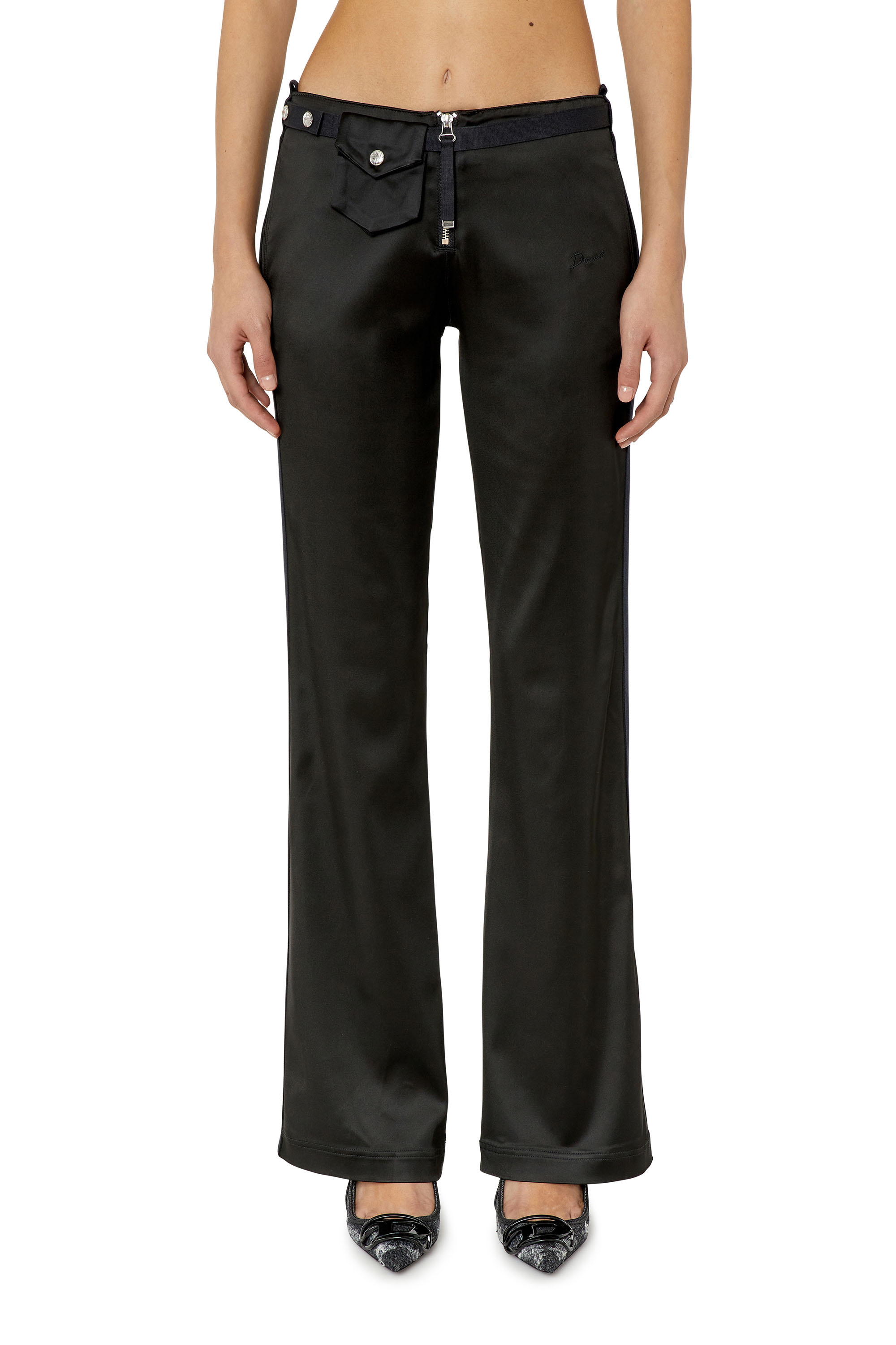Diesel - P-STELLA, Female's Pants in stretch satin in Black - 3