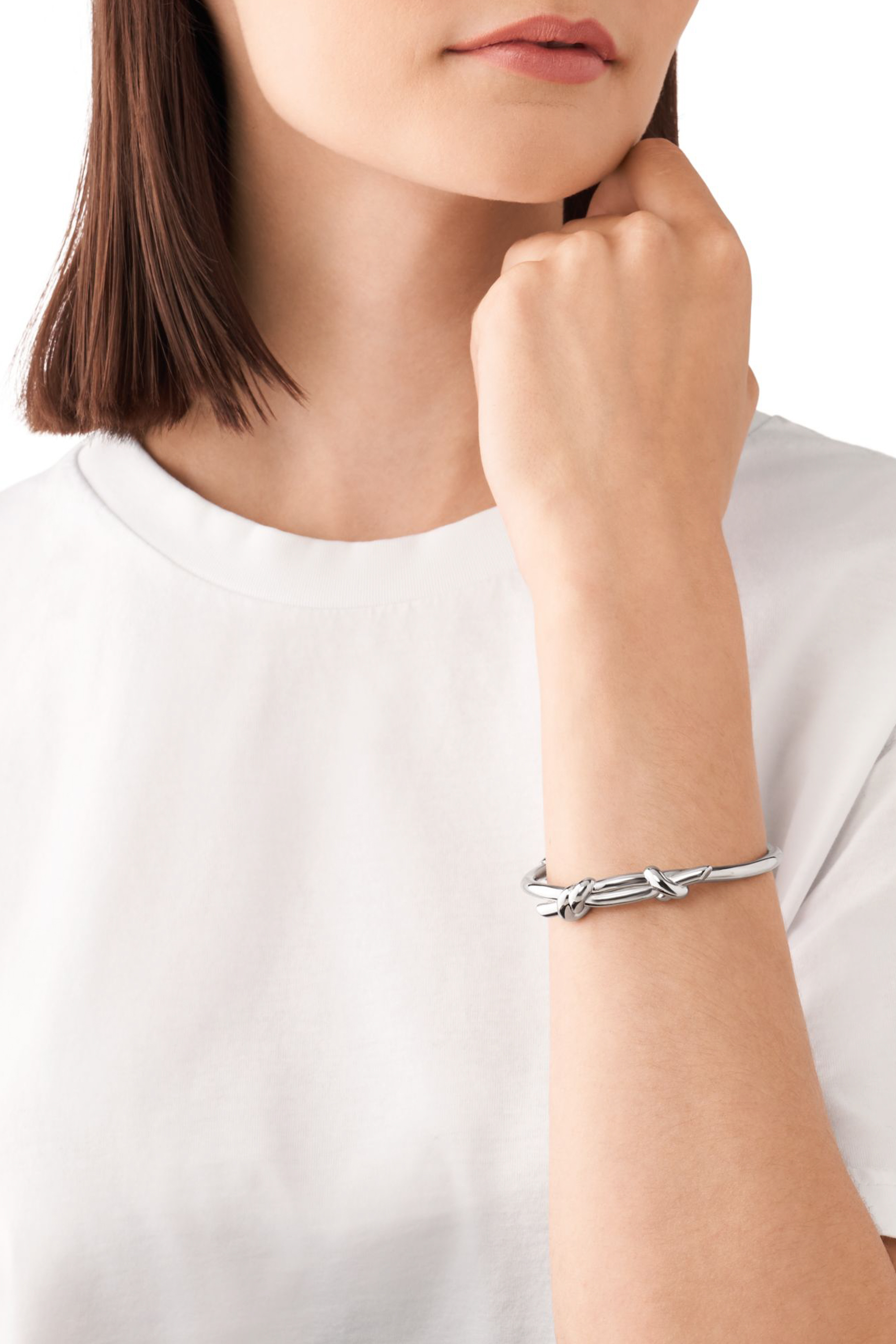 【値下げ中】DIESEL ノットデザイン シルバー バングルDx1448 Women's Stainless Steel Cuff Knot Bracelet | Silver | Diesel