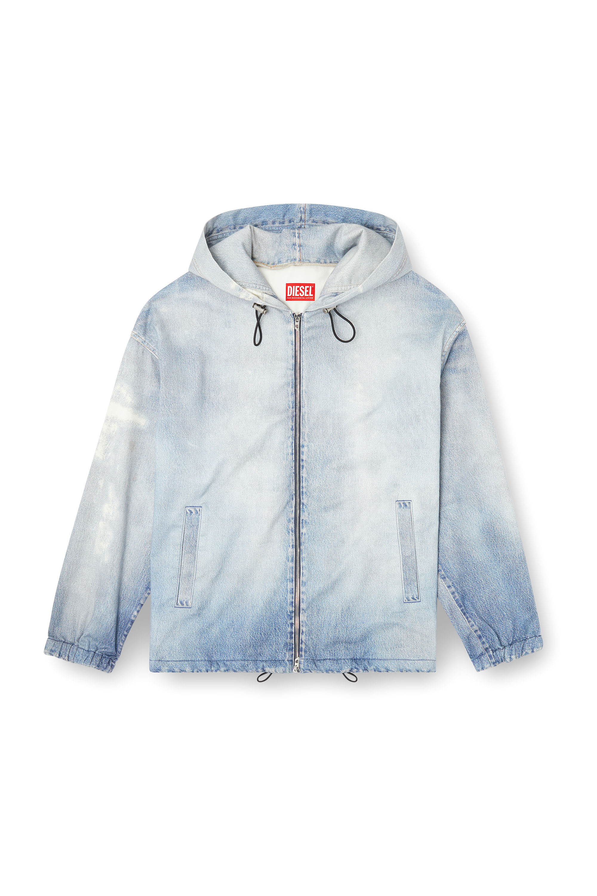 Diesel - D-WYNNY JOGG, Male's Hooded jacket in printed bleach-effect JoggJeans in Light Blue - 2