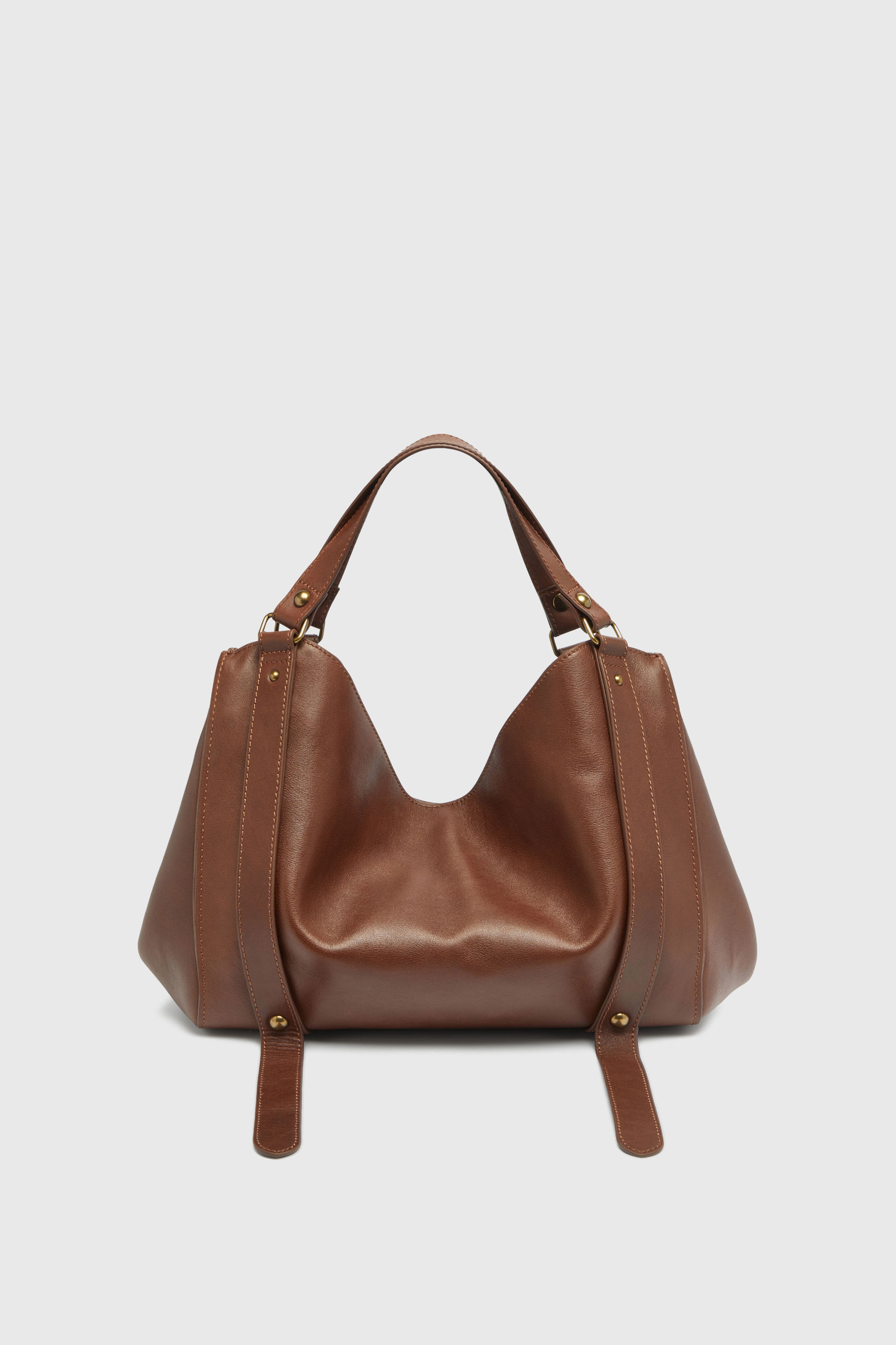 Women's D-One-Medium top-handle bag in treated leather | Brown