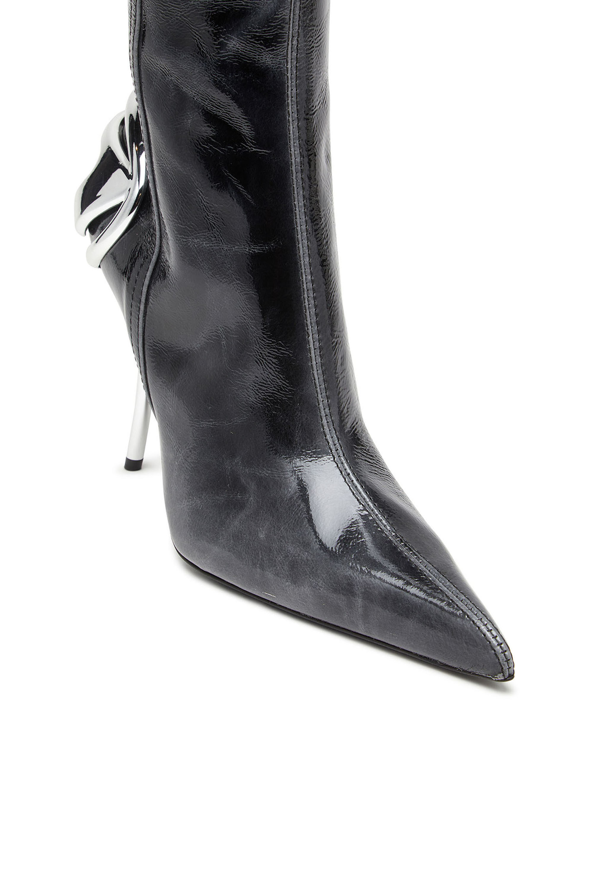 靴 D-Tona-Ankle boots in patent leather TinaCus Women's Patent Leather Square Toe Handmade Front Zipper Mid Ch