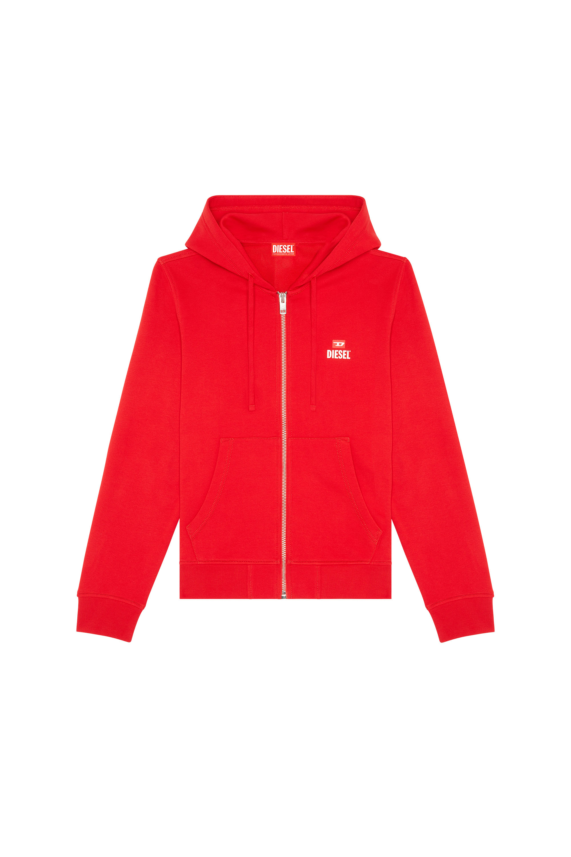 Men's Zip-up hoodie with D logo | Red | Diesel