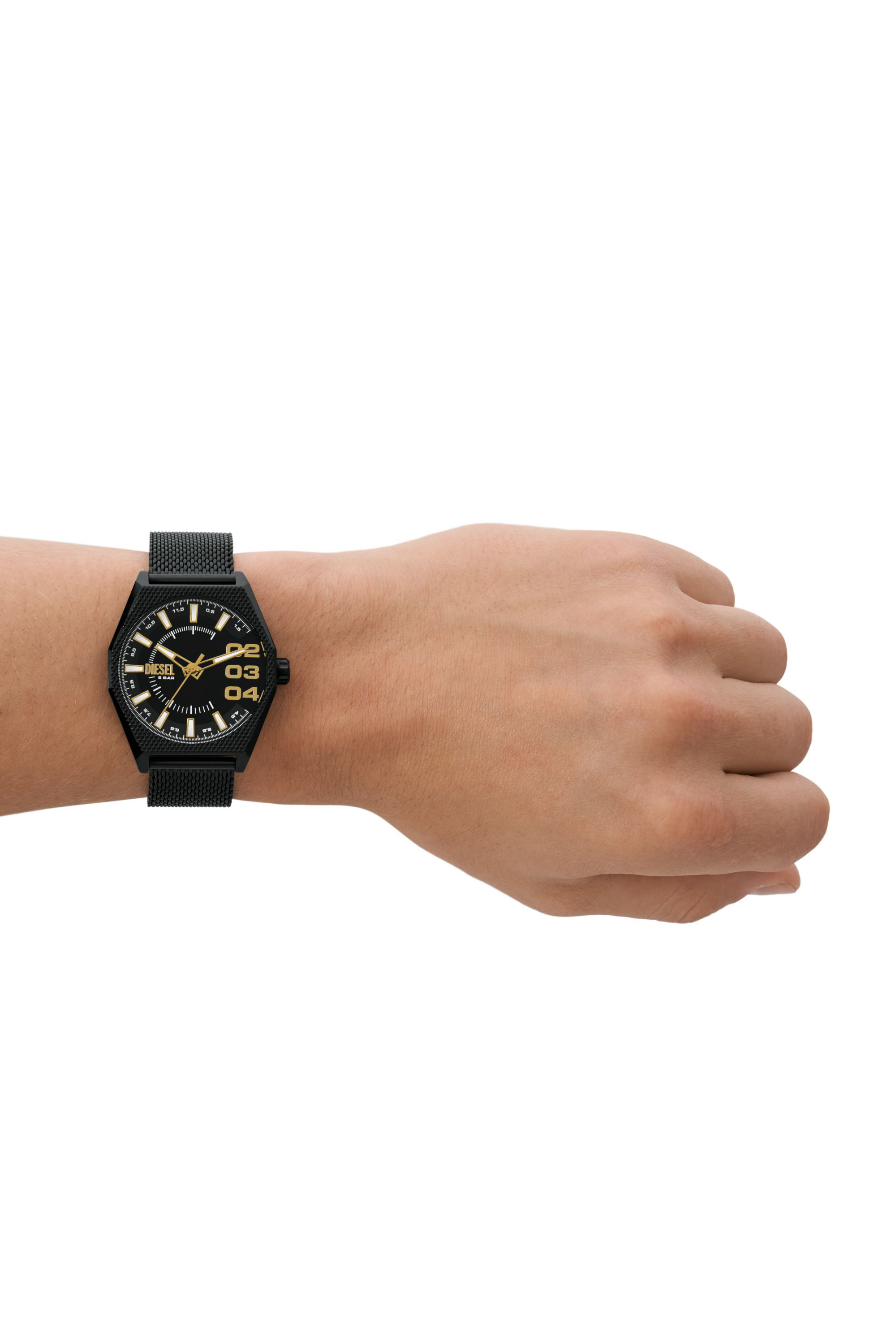 Men's Scraper three-hand black stainless steel watch | Black | Diesel