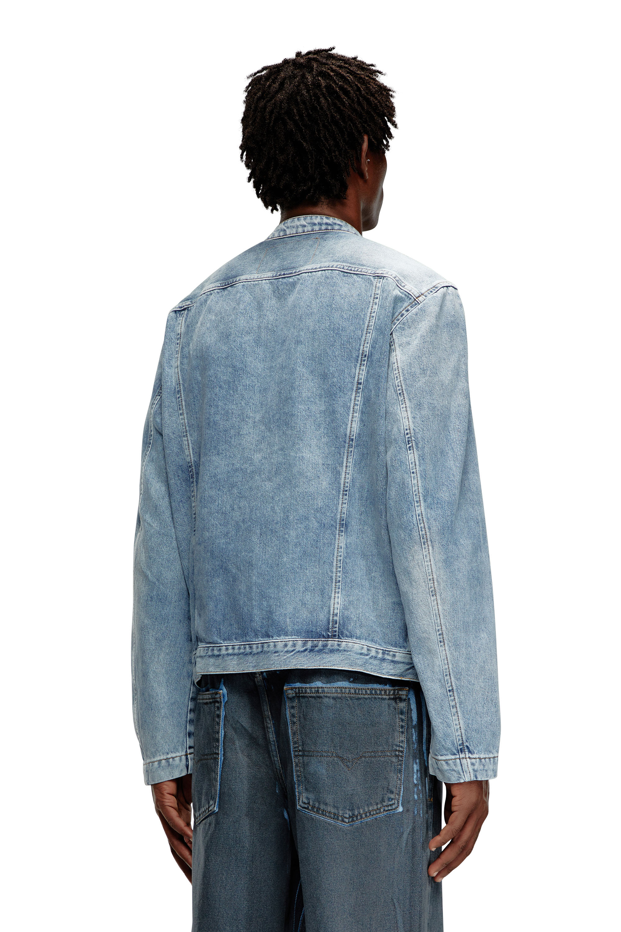 Diesel - D-GLORY, Chaqueta con cremallera de denim Hombre in Azul marino - 5