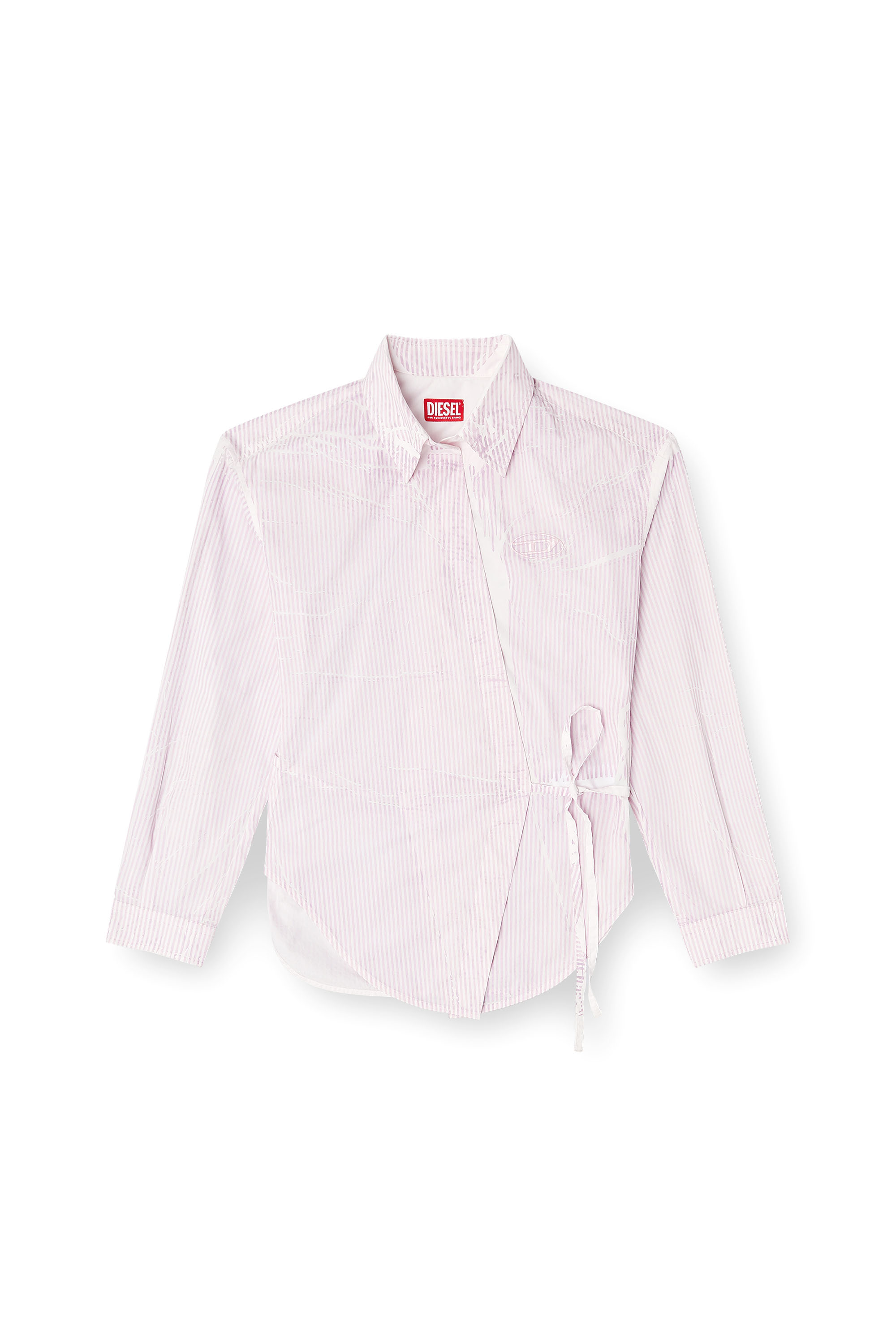 Diesel - C-DELPHOS-S2, Female's Poplin wrap-around shirt with pinstripes in Face Powder - 3