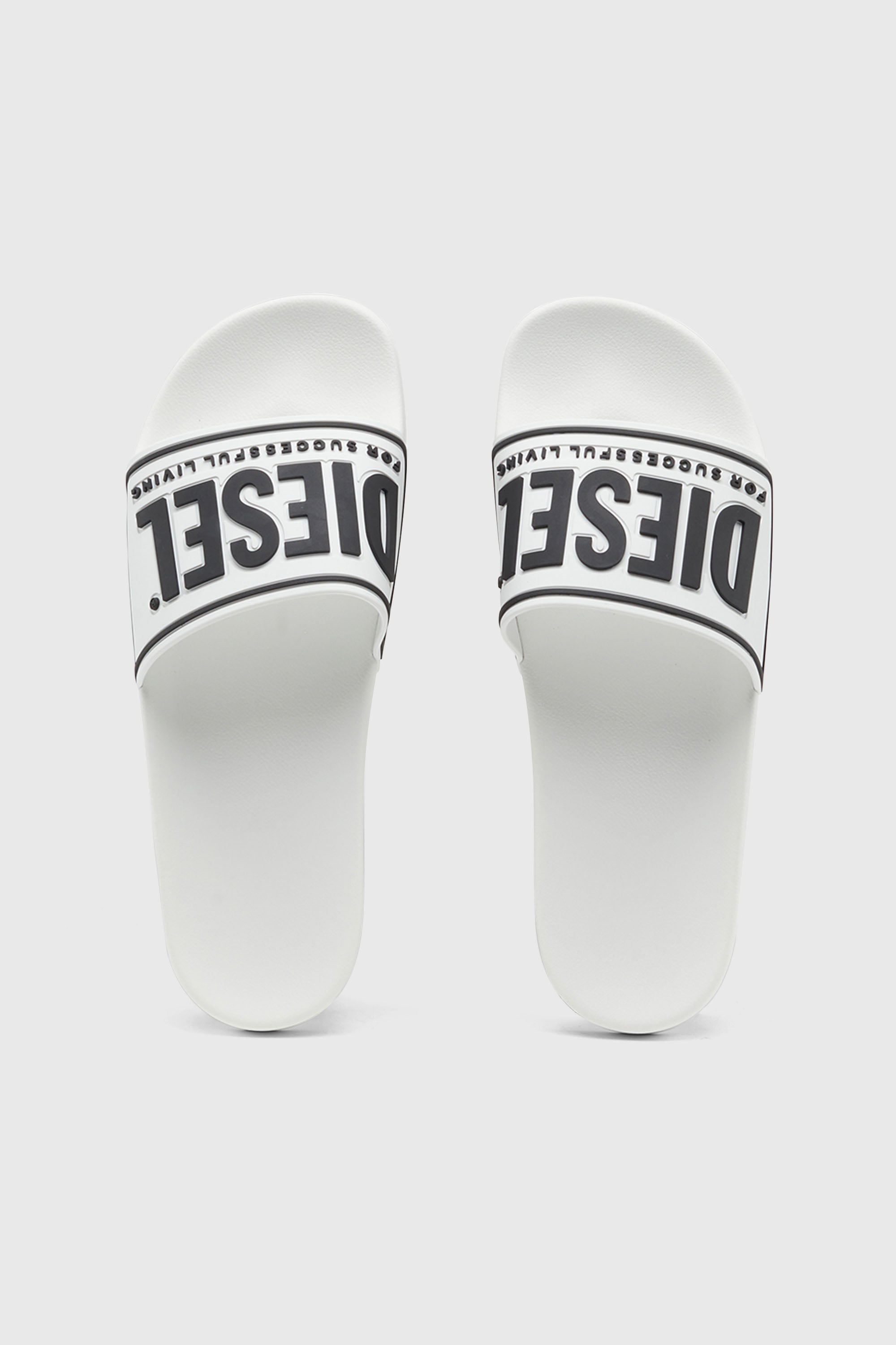 Diesel - SA-MAYEMI CC, Man's Sa-Mayemi-Pool slides with 3D logo in White/Black - 4