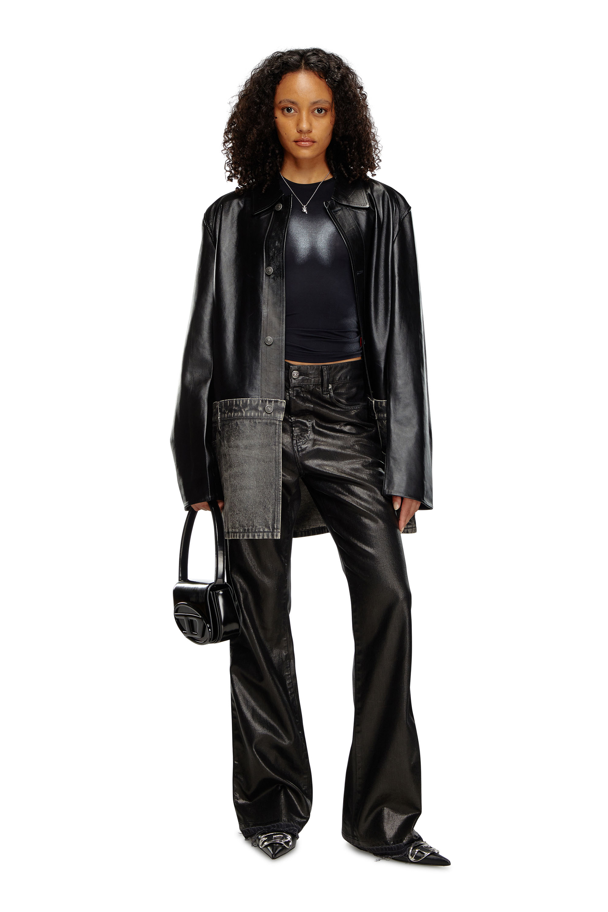 Women's Long-sleeve T-shirt with metallic effects | Black | Diesel