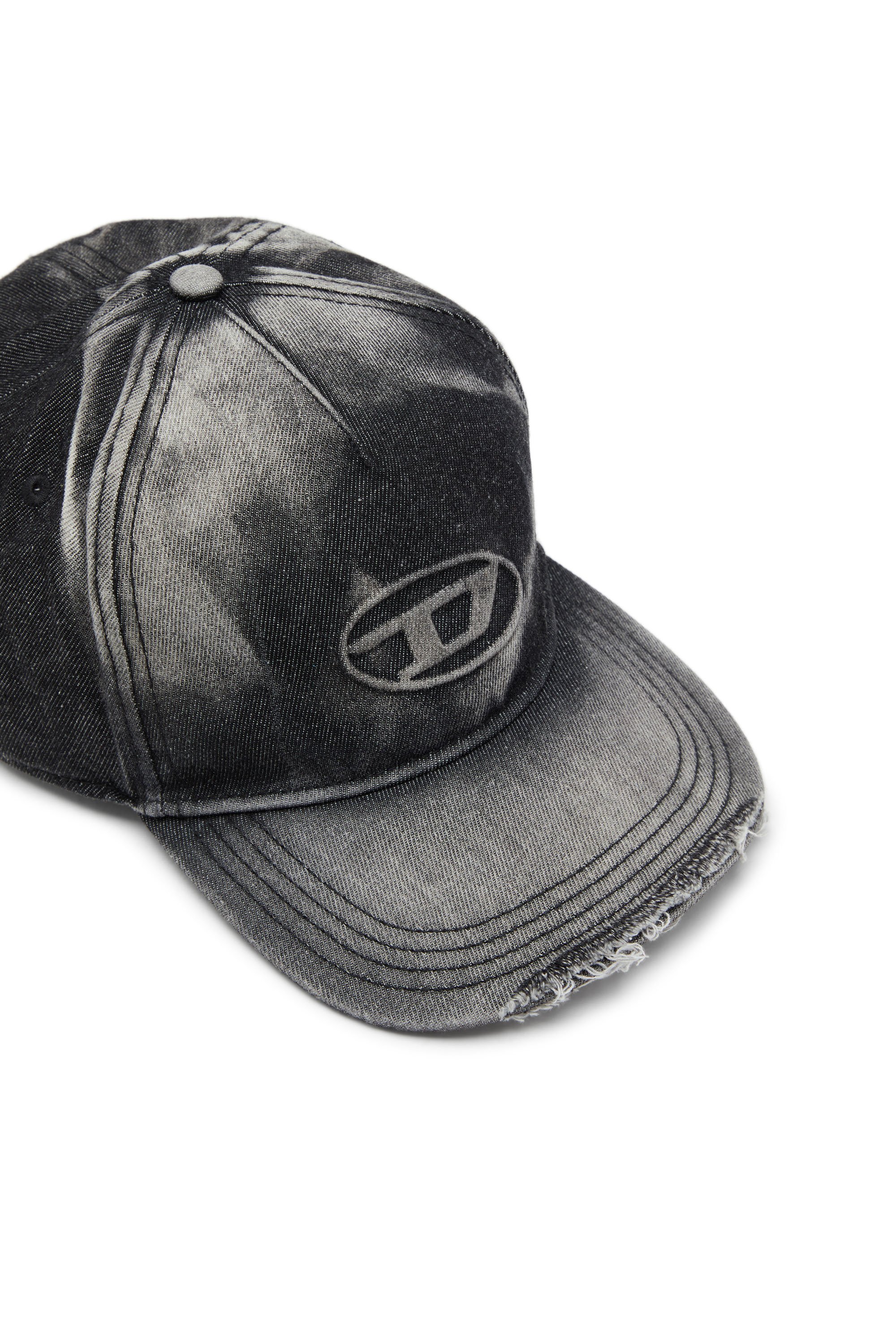 Diesel - C-SEYMON-BLACK, Man's Baseball cap in destroyed denim in Black - 3