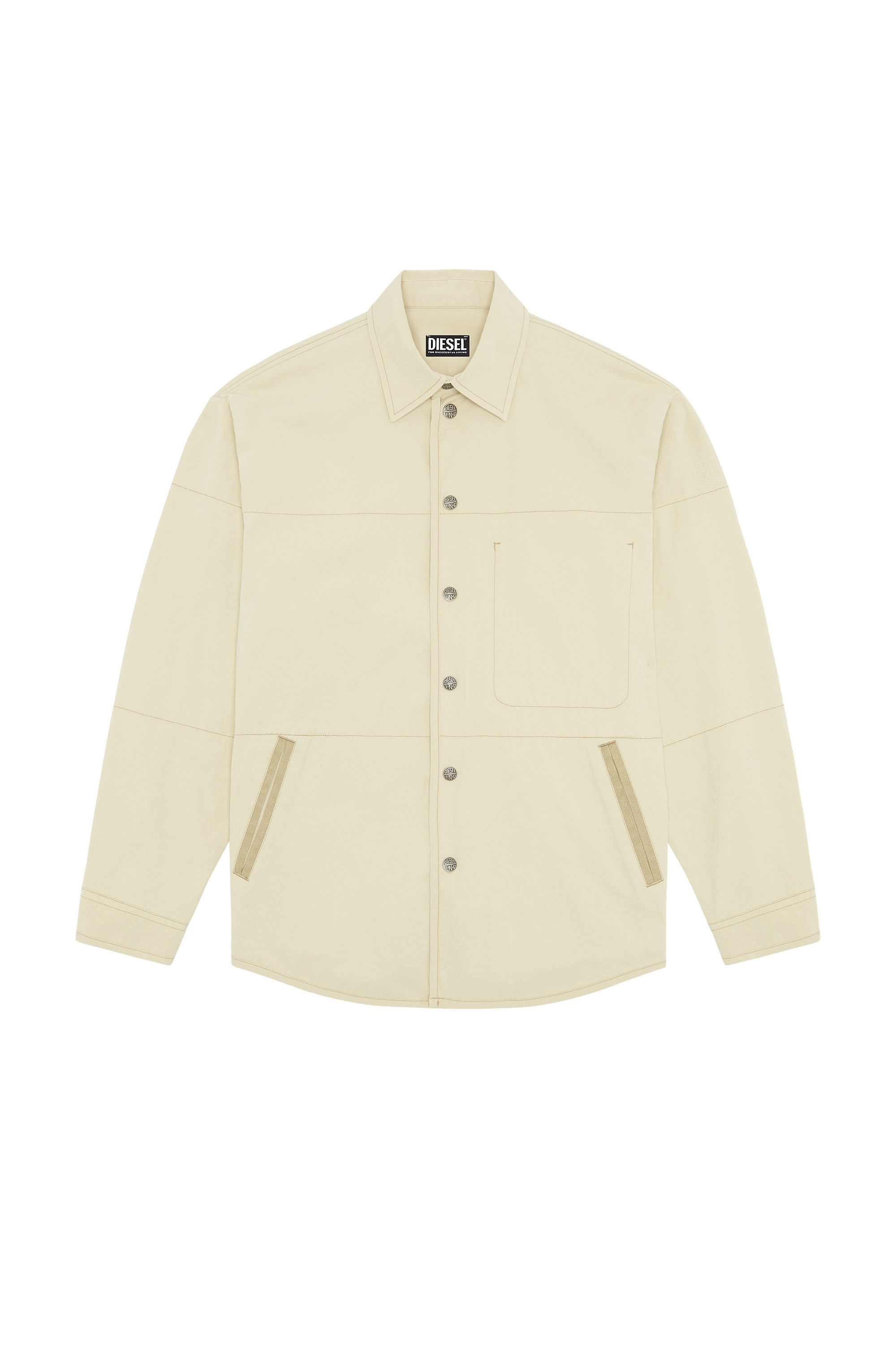 Diesel - S-DOVES, Man's Shirt jacket in peached twill in Beige - 2