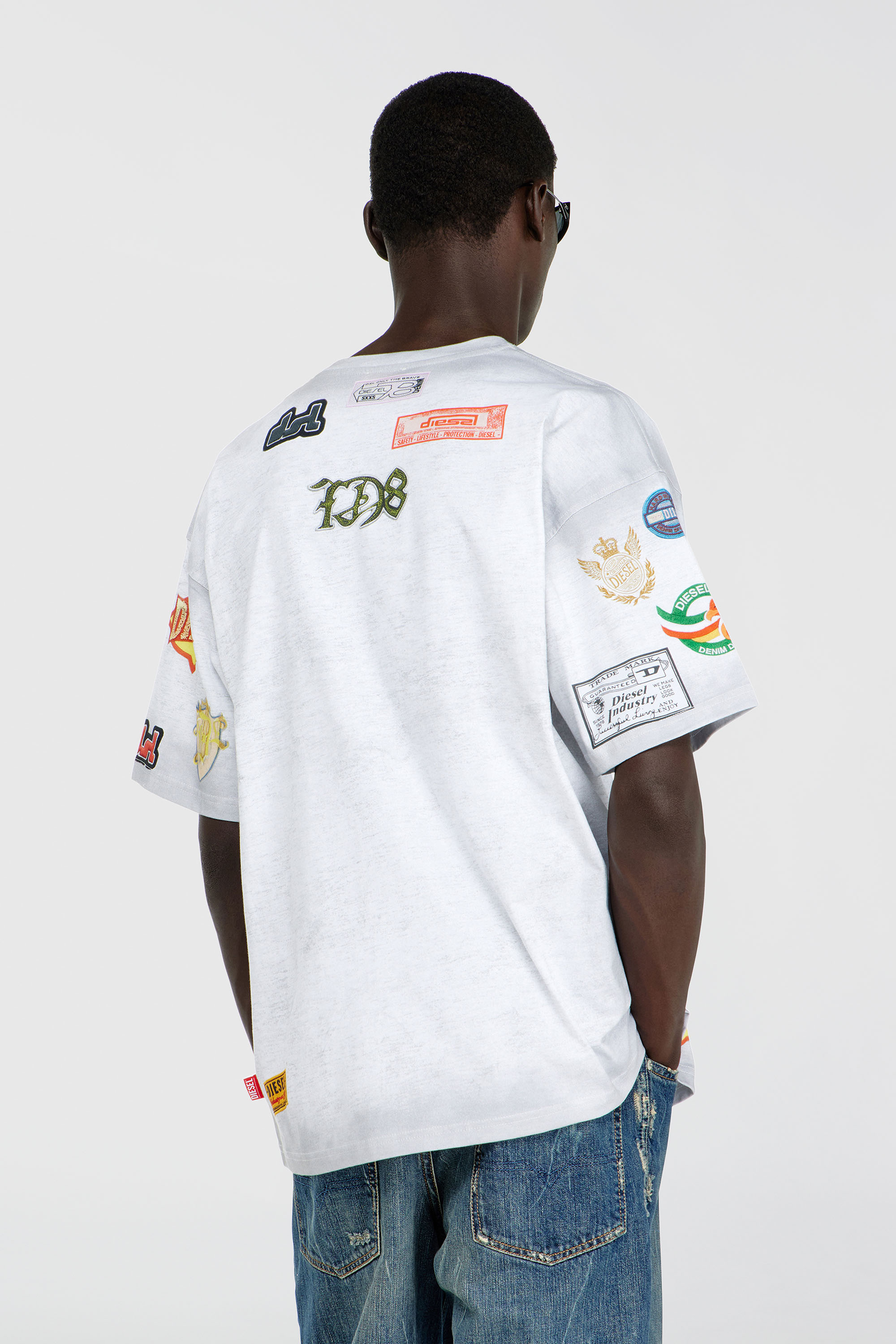 Diesel - T-BOXT-AA6, Male's Cotton T-shirt with all-over patches print in White - 4