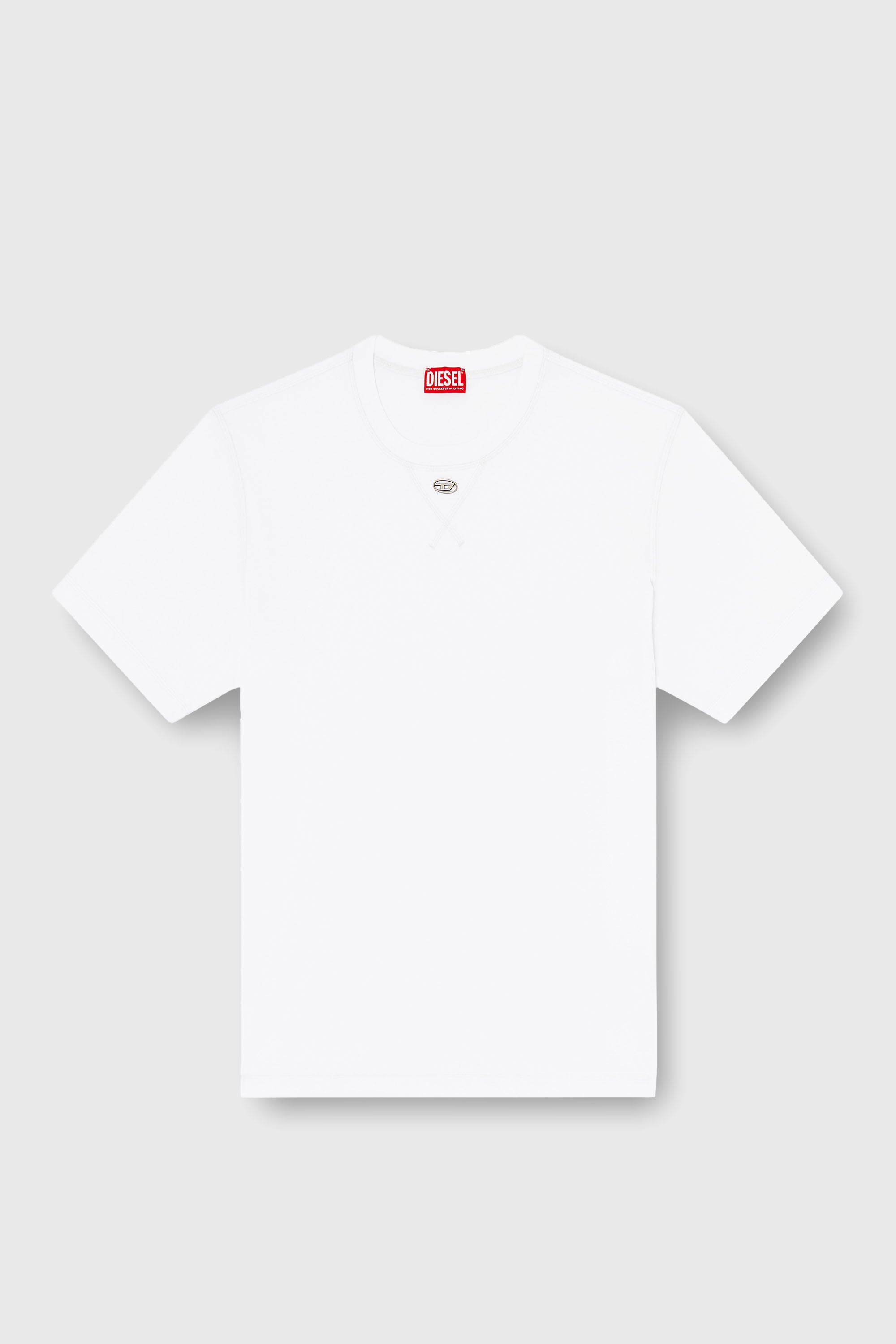 Diesel - T-MADJUST-TR, Male's Regular T-shirt with crew neck and Oval D in White - 2