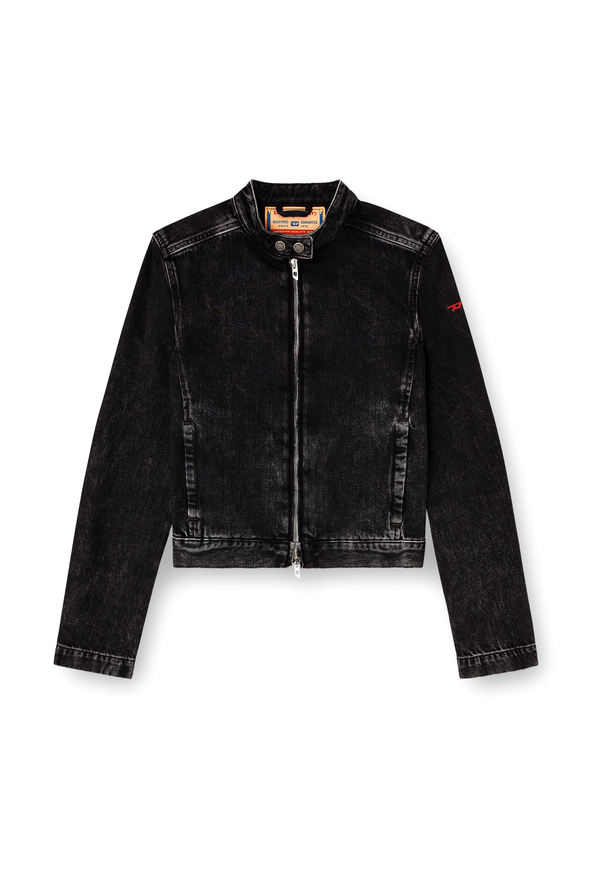 Diesel - DE-MORNIN, Chaqueta moto de mezclilla en denim de lavado oscuro Mujer in Negro - 3