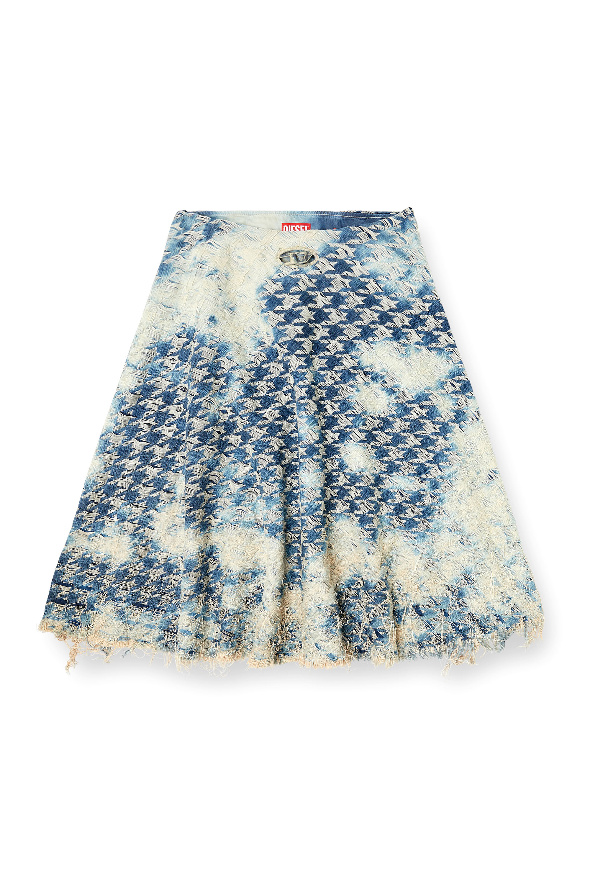 Diesel - DE-ANNET-FSH1, Jupe midi en denim tissé pied-de-poule Femme in Bleu - 3