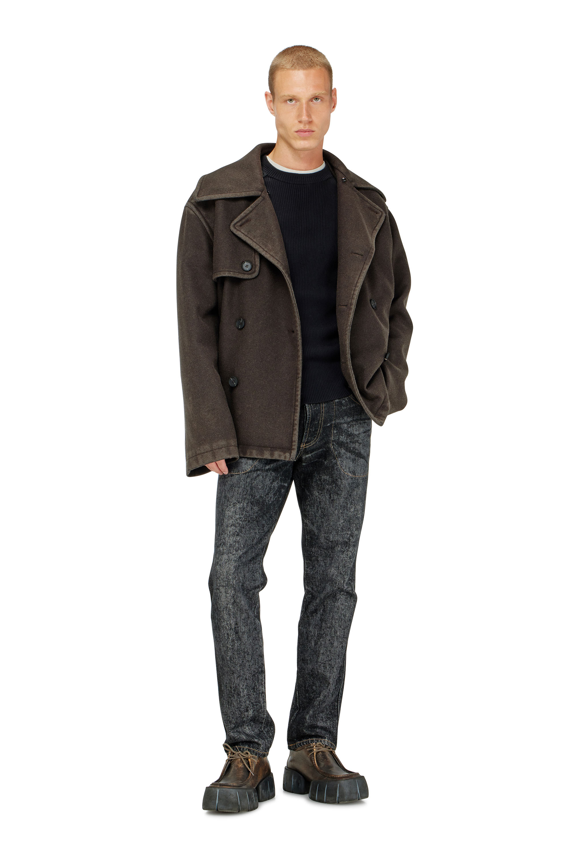 Diesel - K-MARTIN, Pull c&ocirc;tel&eacute; avec empi&egrave;cements aux &eacute;paules Homme in Noir - 2